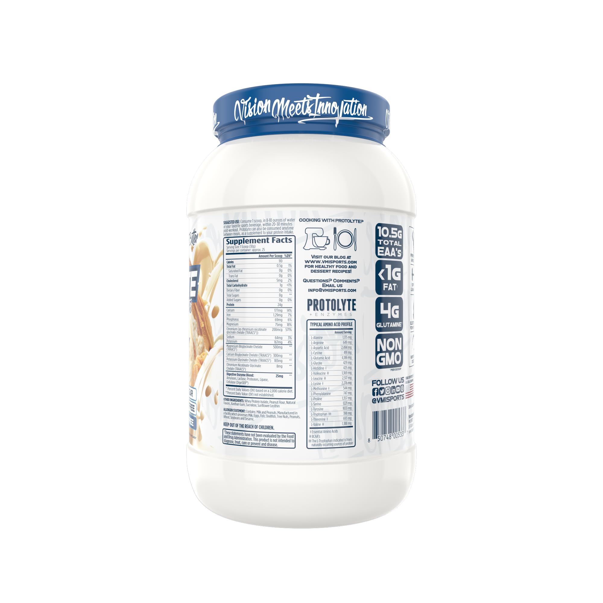 VMI Sports ProtoLyte Whey Isolate Protein Powder - Low Calorie Whey Protein for Weight Loss & Muscle Building with Digestive Enzymes | Non-GMO, Gluten Free | Vanilla Peanut Butter Flavor 1.6lb - Perfect for Post-Workout Recovery & Healthy Meal Replacement