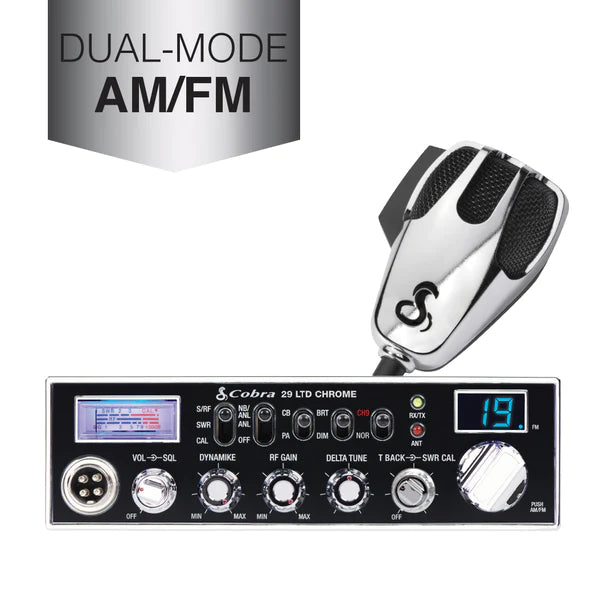Cobra 29 LTD Chrome AM/FM CB Radio - Professional Trucker Communication with Clear Reception for Long Haul Driving & Road Trips