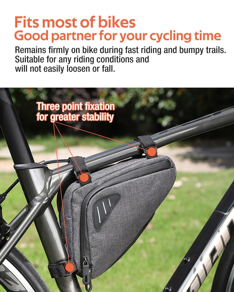**Waterproof Bike Frame Bag - Durable Bicycle Triangle Storage Pouch with Strap-On Design for Mountain, Road & Commute Bikes - Perfect for Tools, Phone & Essentials on Outdoor Rides**
