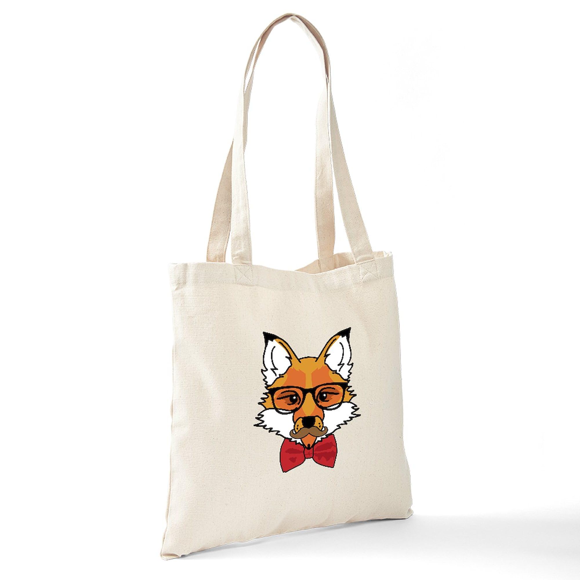 Stylish Hipster Fox Canvas Tote Bag - Eco-Friendly Reusable Shopping Bag for Groceries, Beach & Daily Use | Natural Cotton Carryall for Women & Men