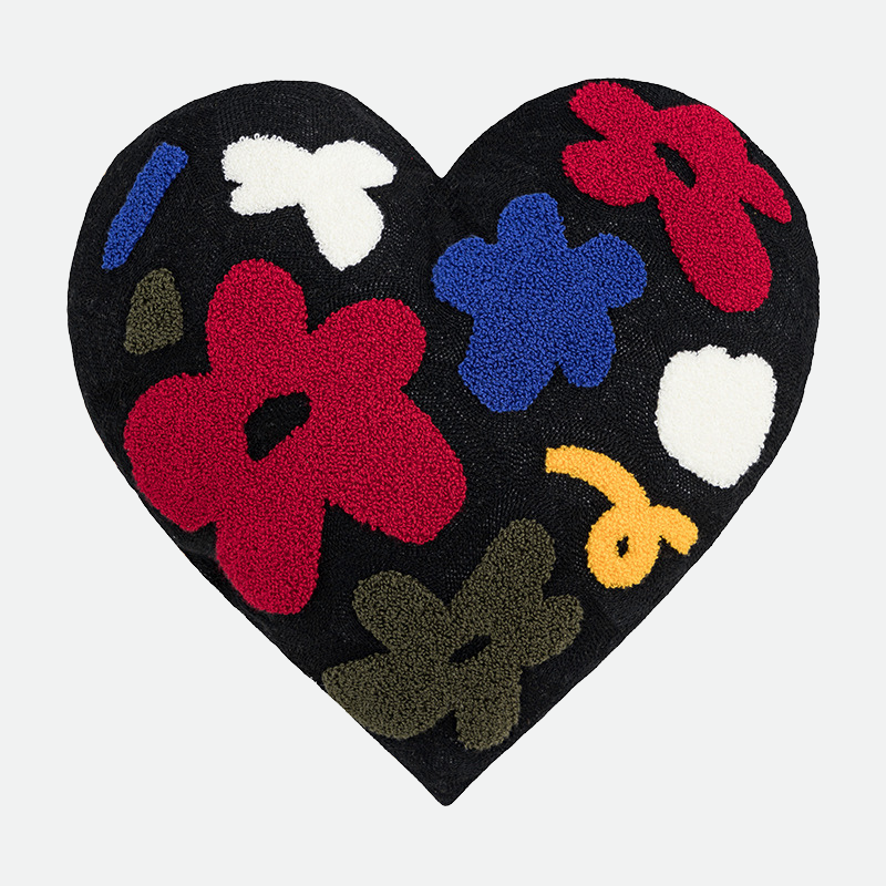Embroidered Heart Flower Plush Pillow - Soft Decorative Throw Pillow for Bed, Couch, and Nursery - Perfect for Valentine's Day, Home Decor, and Gift Giving