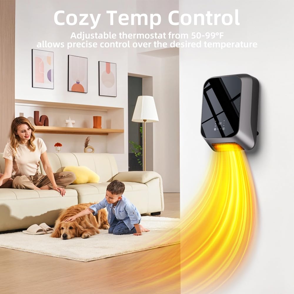 2 in 1 Wall Mounted Space Heater with Towel Rack - 1500W Electric Ceramic Heater for Indoor Use, Bathroom, Bedroom - Energy Efficient Adjustable Thermostat, Remote Control, 24H Timer - Perfect for Small Rooms, Home Office & Winter Warmth