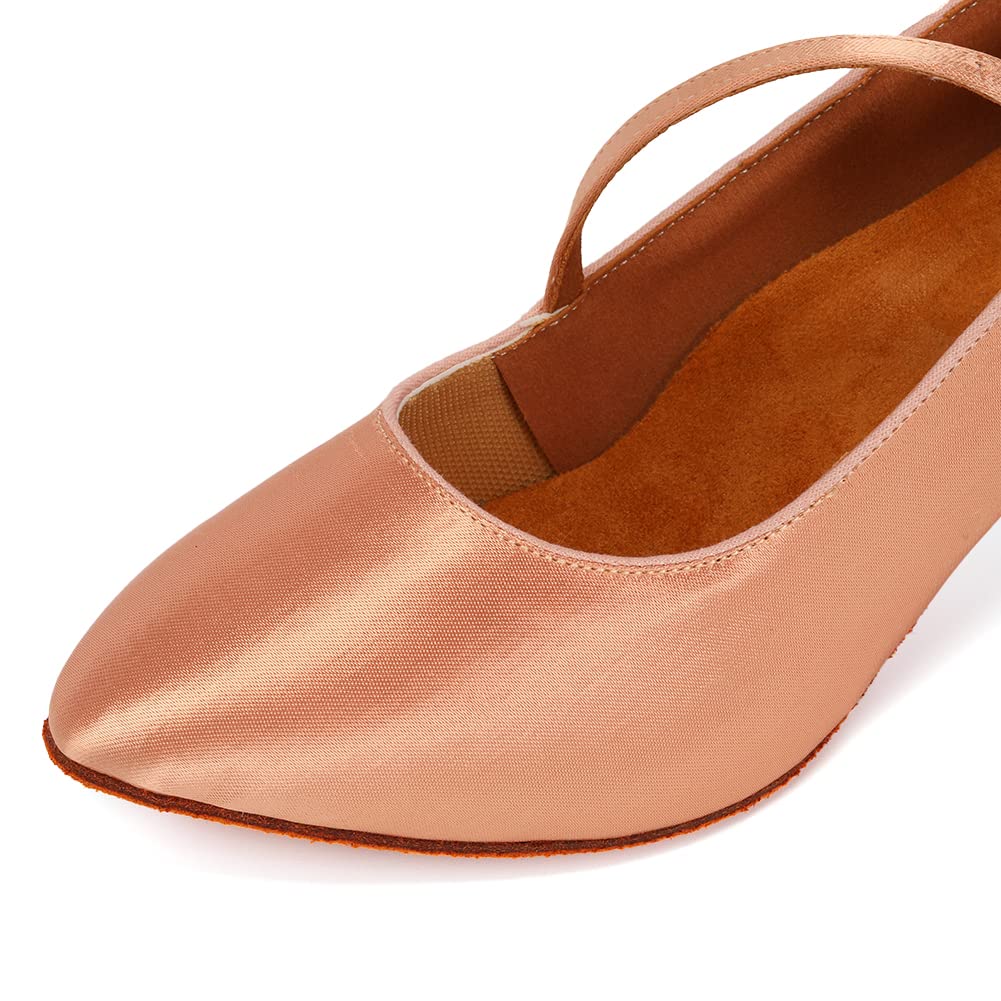 HIPPOSEUS Women's Ballroom Latin Dance Shoes - Closed Toe Suede Sole for Smooth Movement, Perfect for Salsa, Tango, and Wedding Dance