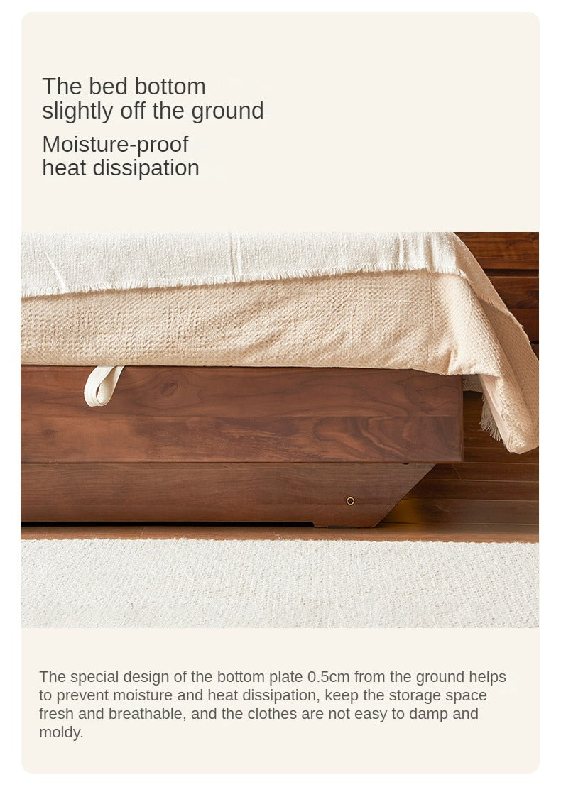 Solid Black Walnut Wood Platform Bed - No Headboard, Box Spring Free - Perfect for Modern Bedrooms & Minimalist Home Decor