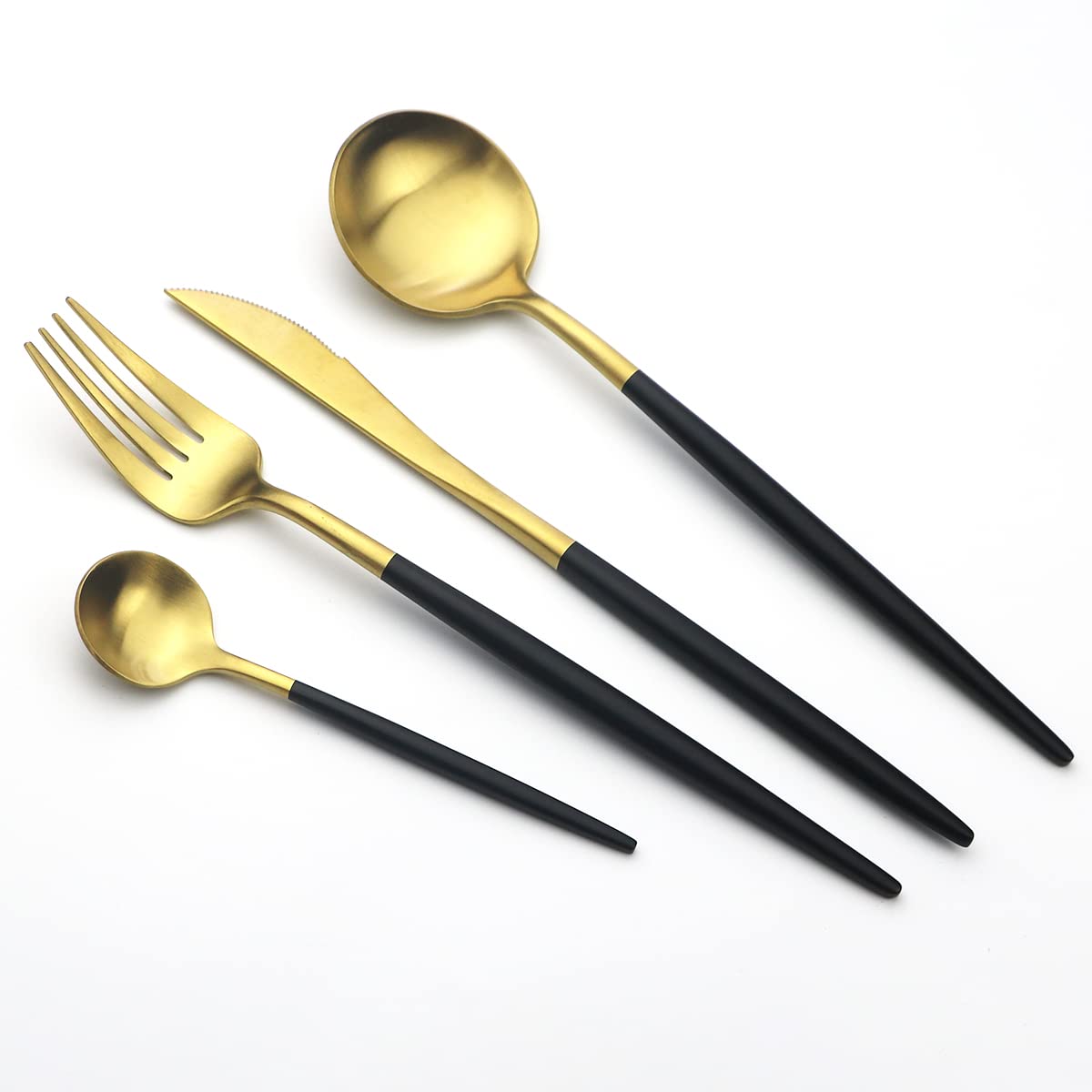 Premium 24-Piece Stainless Steel Flatware Set - 18/10 Silverware Cutlery with Knives, Forks & Spoons - Elegant White Gold Dinnerware for Formal Dining, Wedding Registry & Luxury Kitchen Essentials