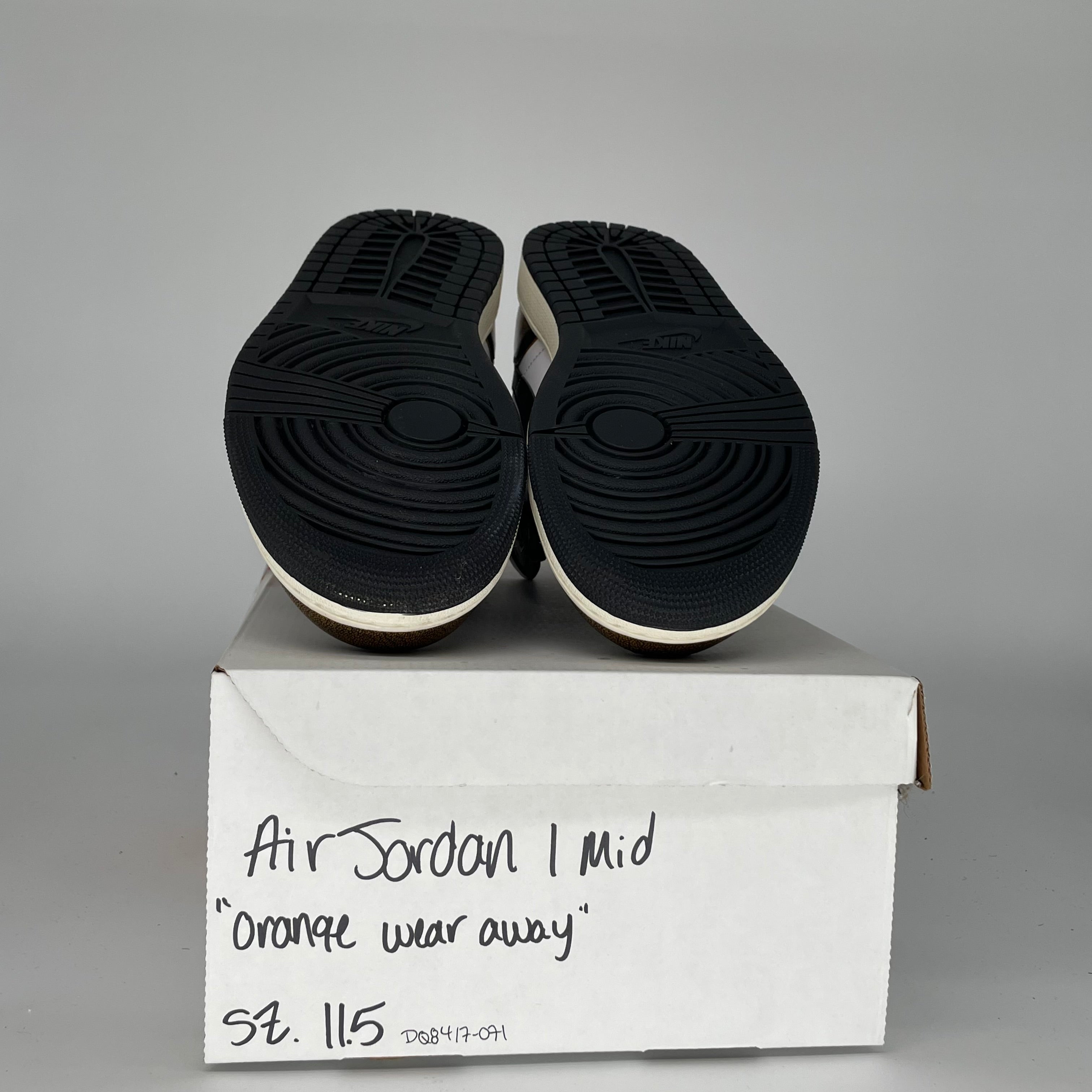 AIR JORDAN 1 MID Orange Wear-Away Sneakers - Men's Size 11.5 (DQ8417-071) - Basketball Shoes for Streetwear & Casual Outfits