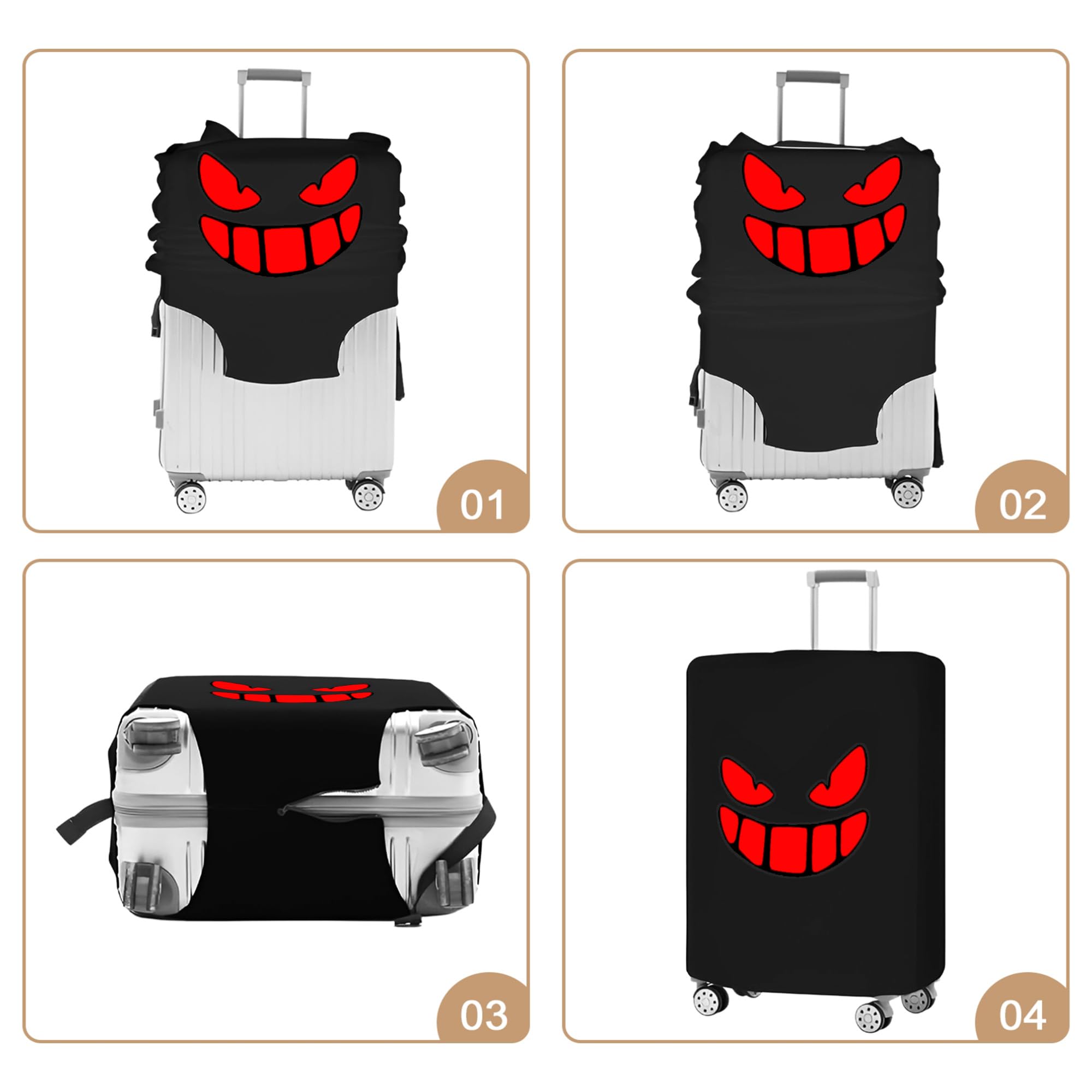 Halloween Elastic Luggage Cover Protector for 18-21 Inch Suitcases - Red Eyes Design, Size S | Travel Suitcase Protector for Halloween Trips & Spooky Vacations