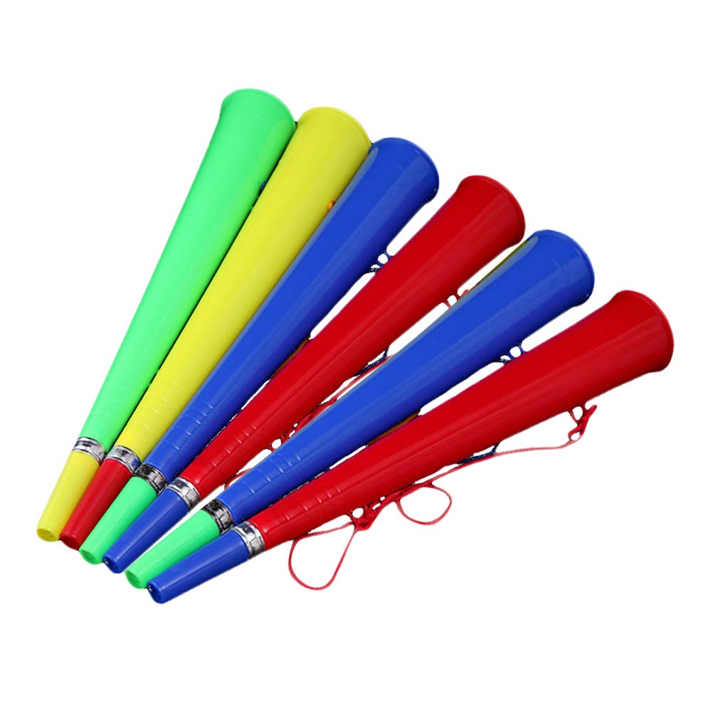 6PCS Plastic Trumpet Horns - Colorful Sports Game Fan Props for Parties, Concerts & Sporting Events - Loud Cheering Noisemakers for Football, Basketball & Baseball Games
