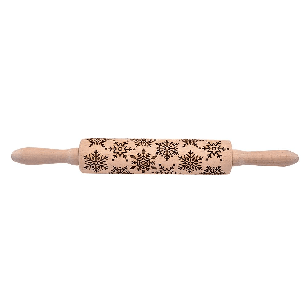 3D Christmas Wooden Embossed Rolling Pin for Cookie Dough - Holiday Baking Decorating Tool for Festive Cookies, Gingerbread, and Pastry Making