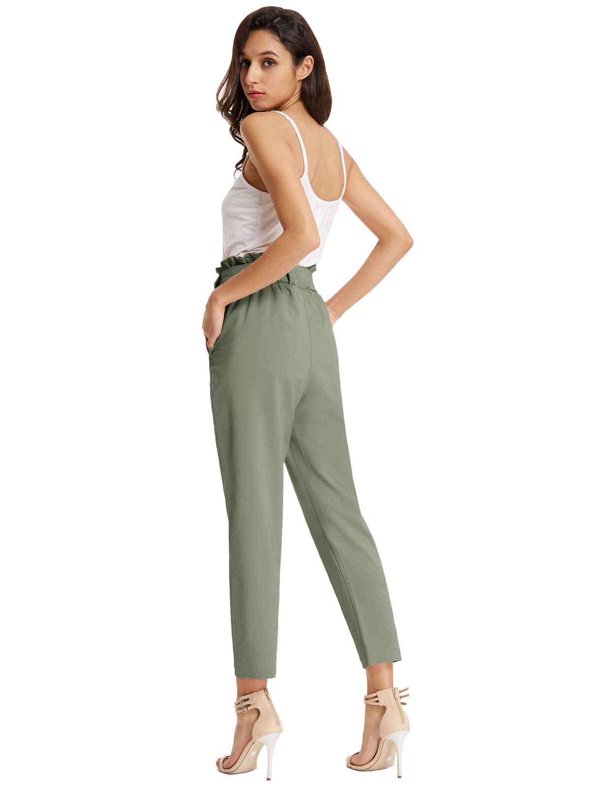 GRACE KARIN Women's High Waisted Paper Bag Pants - Slim Fit Office Pencil Pants for Work & Casual Wear | Perfect for Business Attire, Date Night & Everyday Outfits