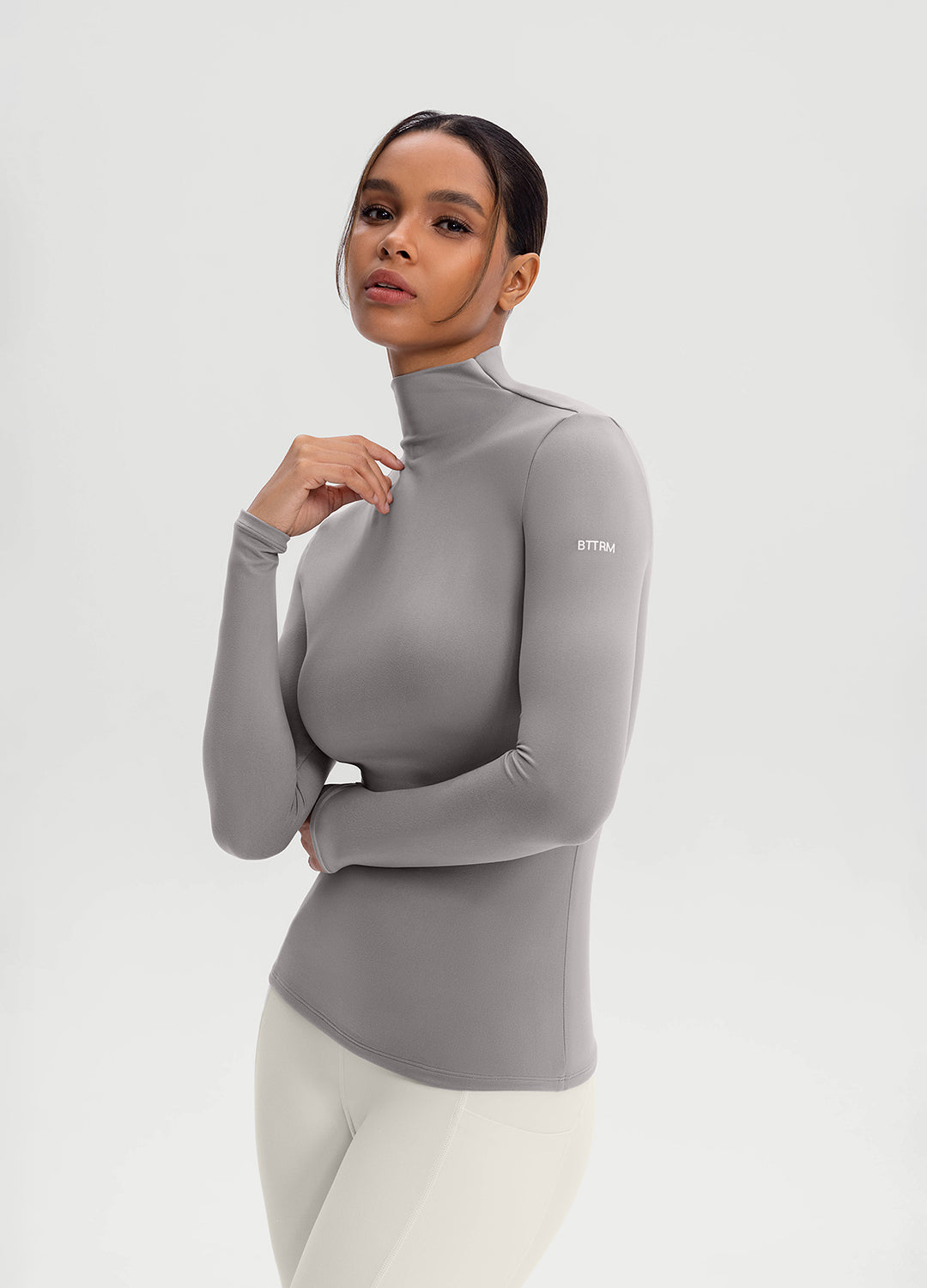 Women's Mock Neck Long Sleeve T-Shirt - Soft Stretch Casual Blouse for Work & Everyday Wear | Perfect for Office, Date Night & Fall Layering