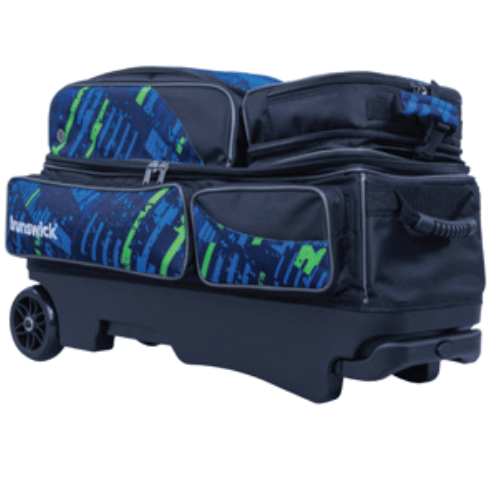 Brunswick Punisher 3 Ball Roller Bowling Bag - Blue/Green | Durable & Spacious for League Play & Tournament Travel