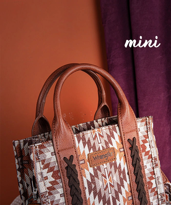 Wrangler Aztec Print Whipstitch Canvas Tote Bag Set - Stylish & Durable Handbag for Women, Perfect for Shopping, Beach & Everyday Use