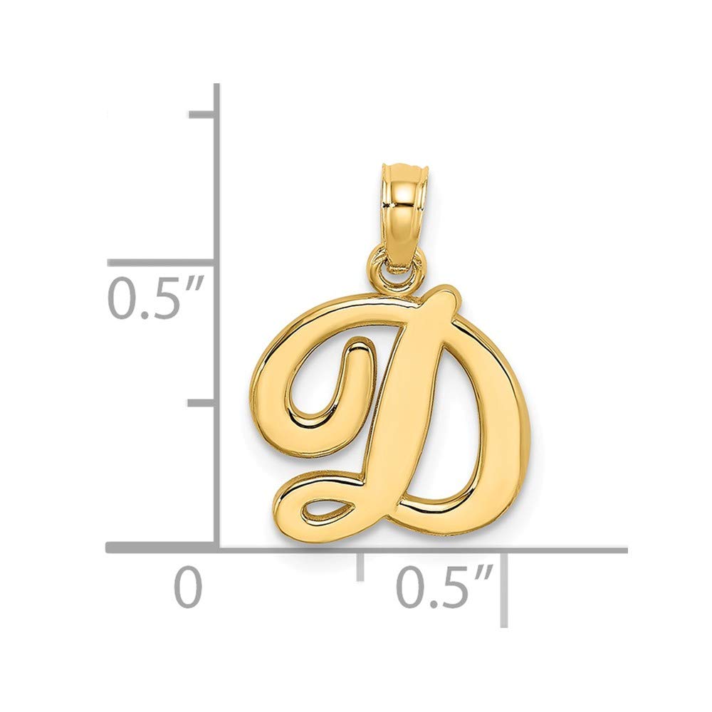14K Solid Yellow Gold D Initial Letter Alphabet Charm Pendant - 11x13mm Personalized Jewelry for Necklace, Bracelet & Gift Giving
