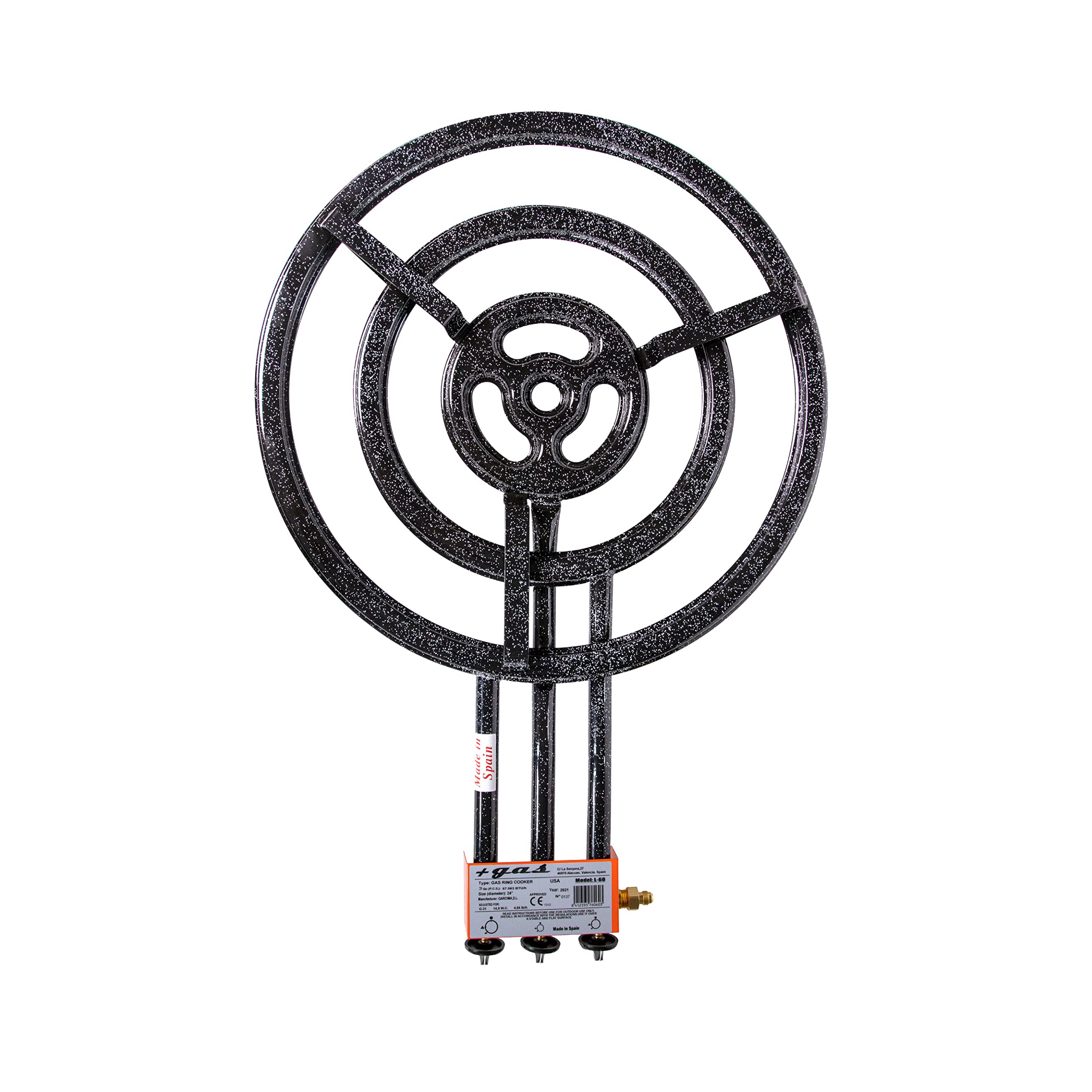 Machika L-60 Butane/Propane Burner - Professional 4-Ring Outdoor Gas Burner with Ceramic Coating for Paella Pans | Heavy-Duty Restaurant & Catering Equipment | Perfect for Outdoor Cooking, Camping, BBQ & Large Events | Fits 35-Inch Pans