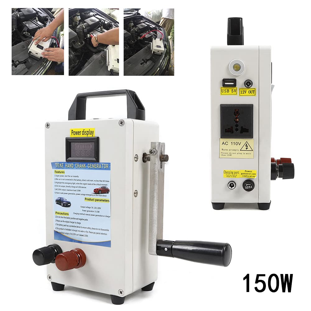 150W Hand Crank Generator - Portable Emergency USB Power Supply with Manual Crank, 10C Output for Outdoor Camping, Hiking & Emergency Preparedness (US Stock) - Perfect for Powering Phones, Lights & Small Devices During Blackouts or Adventures