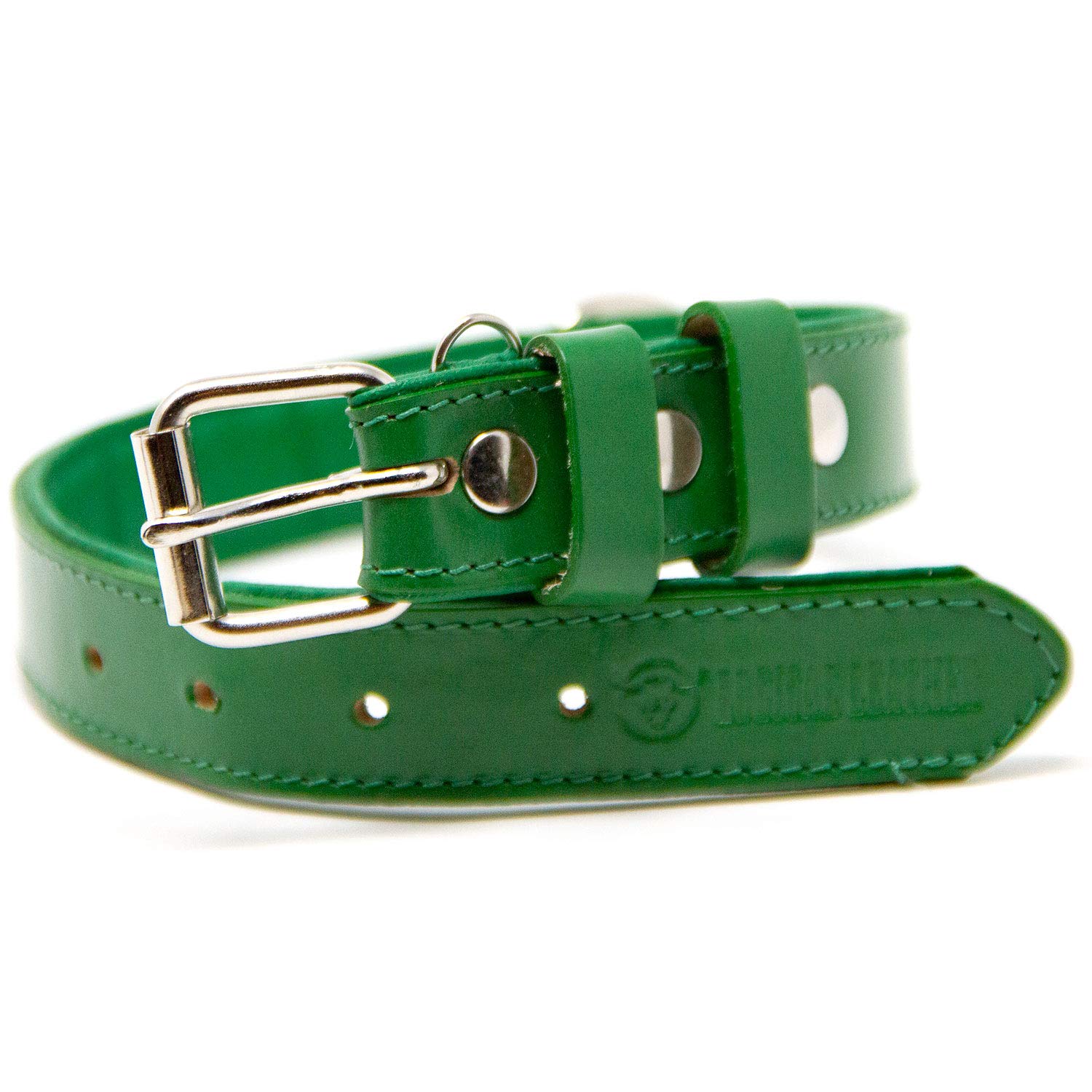 Premium Full Grain Leather Dog Collar for Medium Dogs - Padded Comfort, Durable & Adjustable (Green) - Perfect for Daily Walks, Training & Outdoor Adventures
