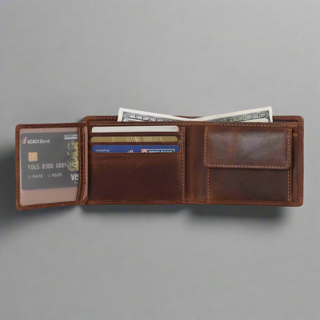 Premium MET Men's Hunter Genuine Leather Wallet with RFID Protection & Coin Pocket - Slim Bifold Wallet for Cash, Cards & ID - Perfect for Everyday Use, Travel & Gifting