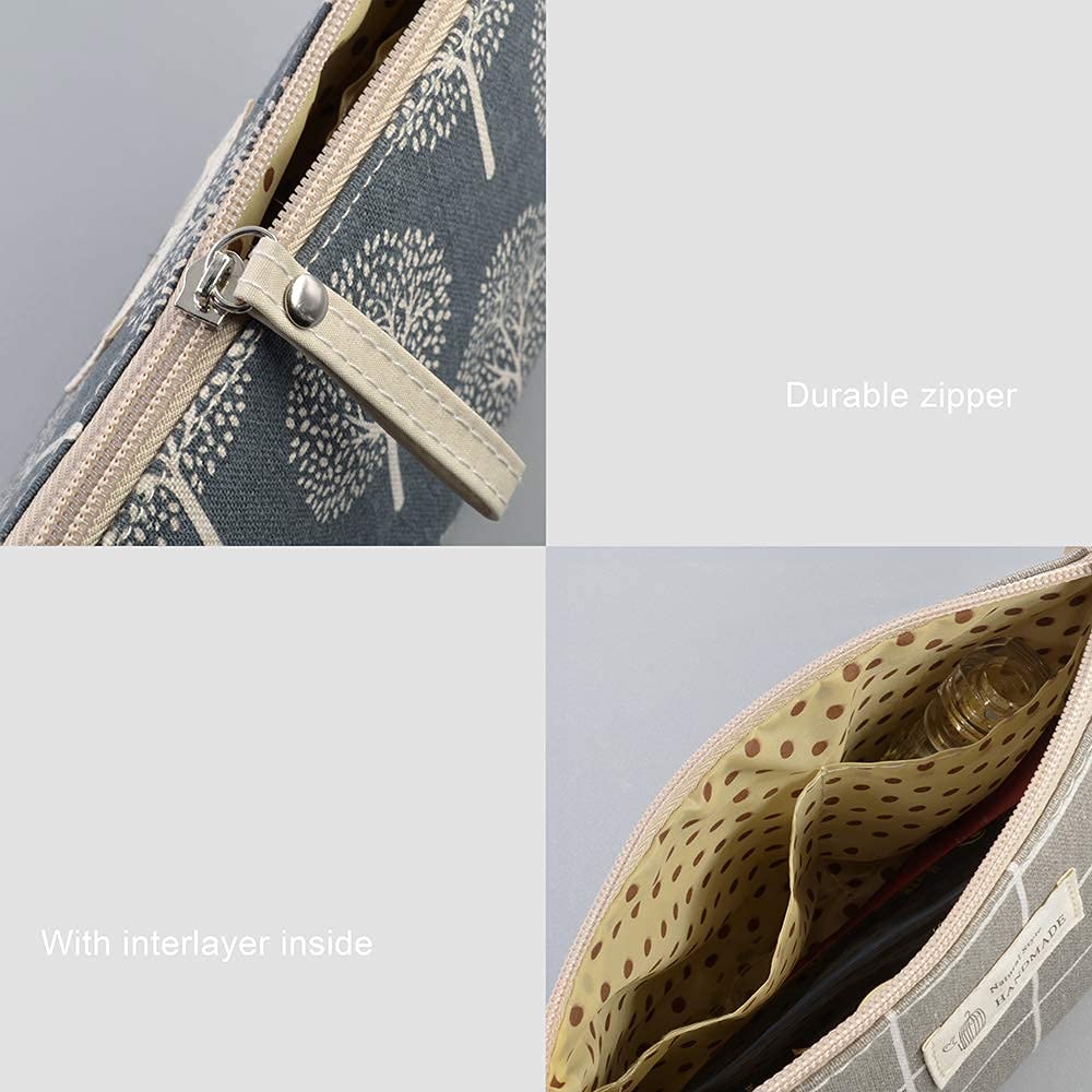 3-Piece Canvas Makeup Bag Set - Waterproof Cosmetic Organizer with Multiple Compartments for Women & Teens - Perfect for Travel, School, Gym & Daily Essentials Storage