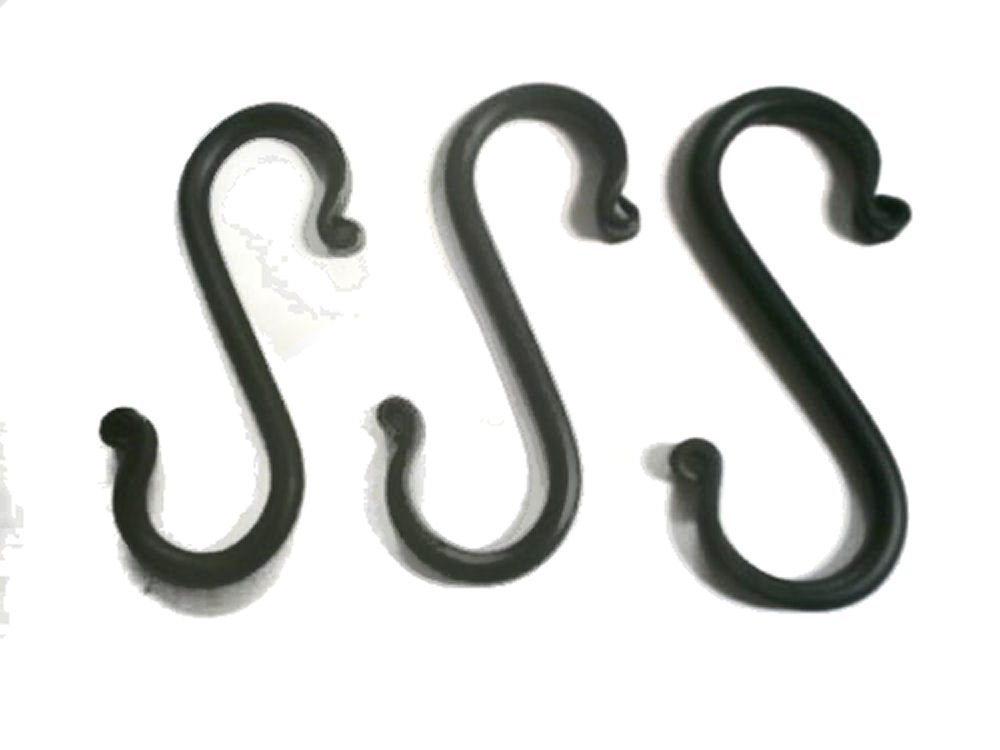 3-Pack Handmade Wrought Iron S-Hooks - Heavy Duty Wall Hooks for Hanging Plants, Keys, Towels & Home Decor (Indoor/Outdoor Use)