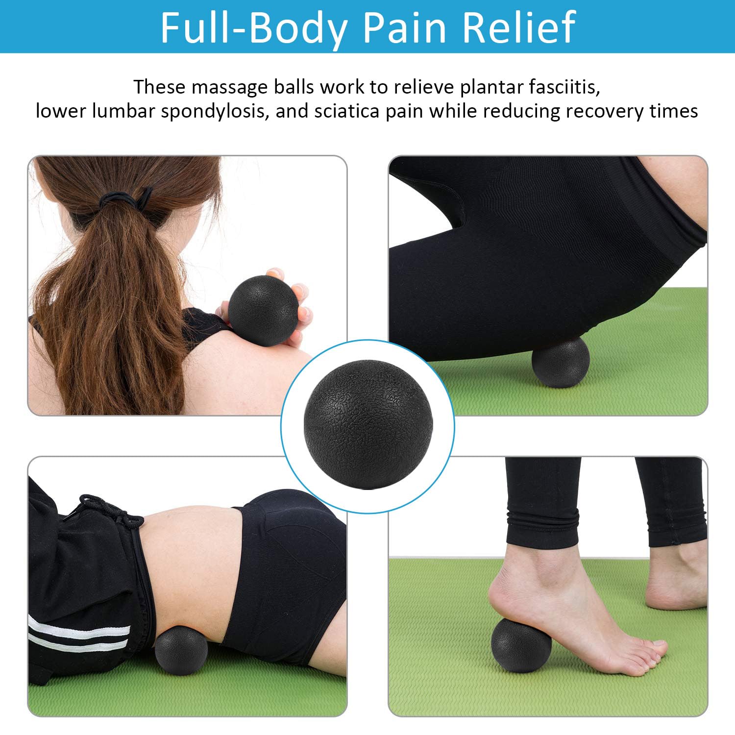 Premium 5-in-1 Foam Roller Set - High Density Muscle Massage Roller with Yoga Roller Stick, Massage Ball & Resistance Bands for Deep Tissue Pain Relief - Perfect for Back, Legs & Full Body Recovery - Ideal for Yoga, Gym Workouts & Post-Exercise Recovery (Black)