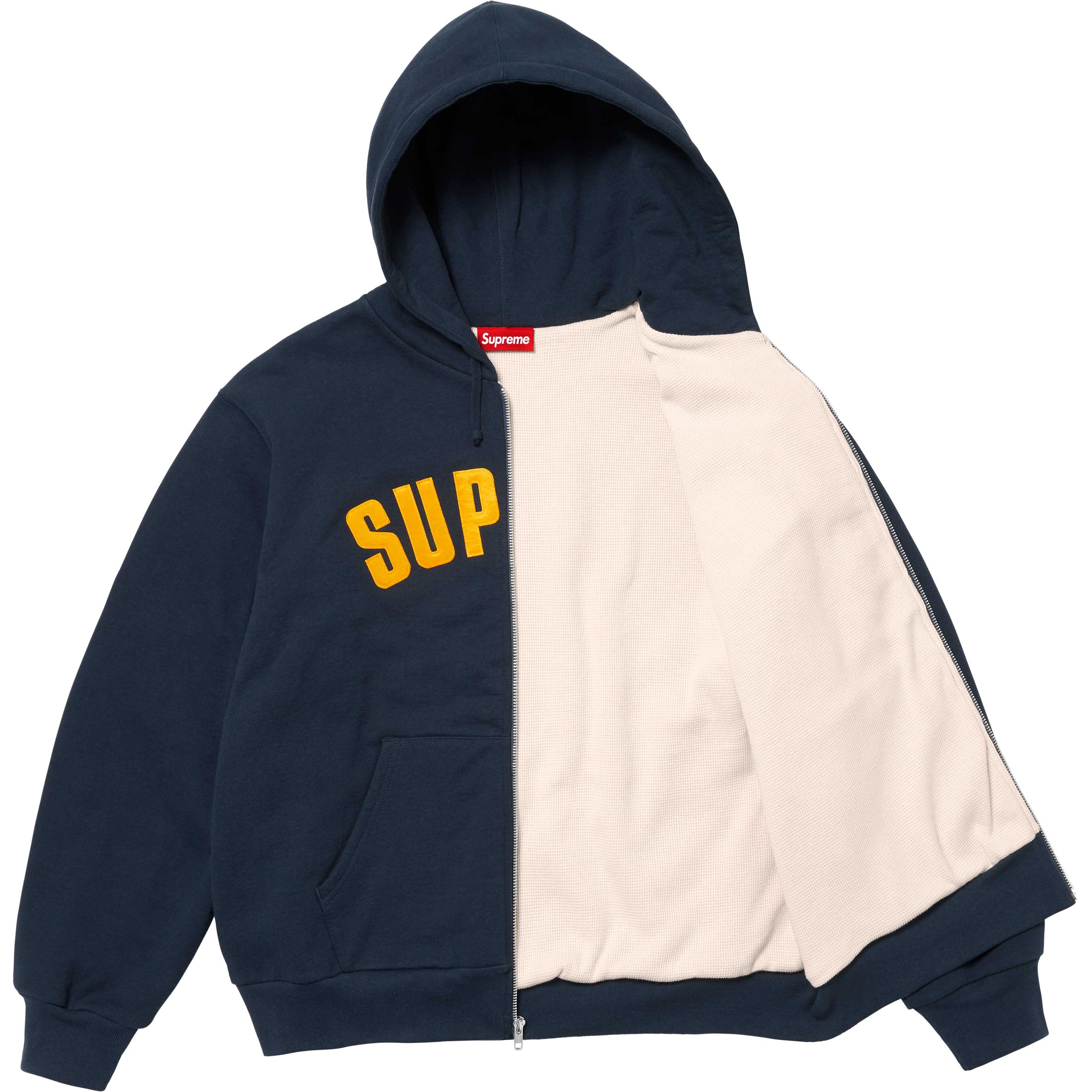 Supreme Arc Thermal Lined Zip Up Hooded Sweatshirt for Men & Women - Navy Blue Winter Jacket for Outdoor Activities & Streetwear Fashion
