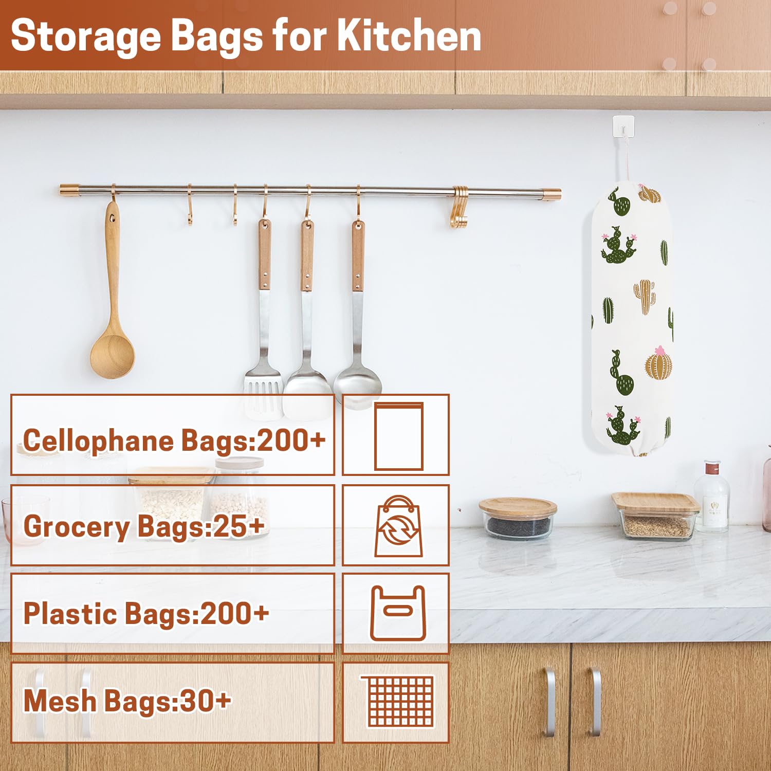 SWISSELITE 2-Pack Reusable Plastic Bag Holder & Organizer - Wall Mount Grocery Bag Storage Dispenser (22x9 Inches) - Perfect for Kitchen, Pantry, Garage & Supermarket Shopping Storage