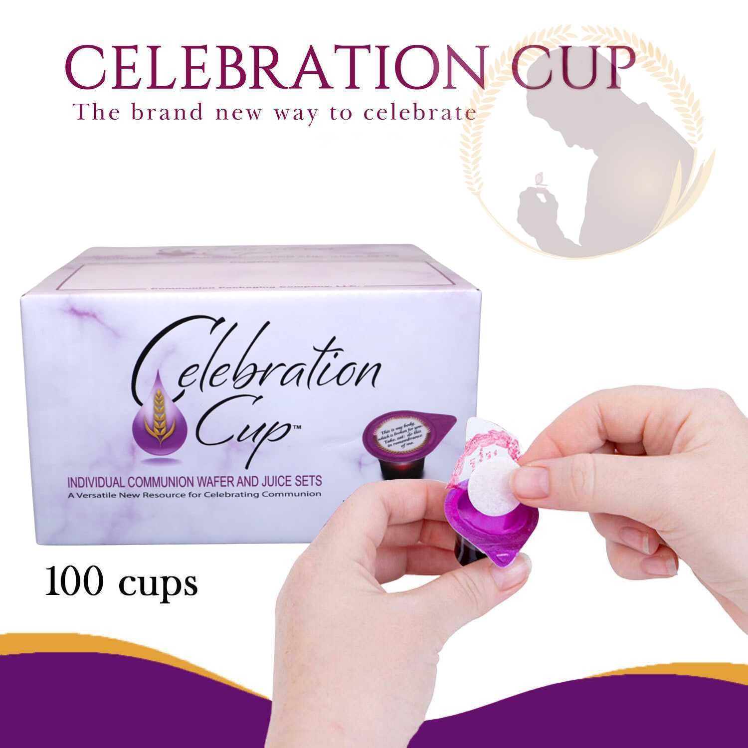 Prefilled Communion Cups with Pure Concordia Grape Juice & Wafer Set - 100 Pack for Church Services, Christian Ceremonies, and First Holy Communion Celebrations