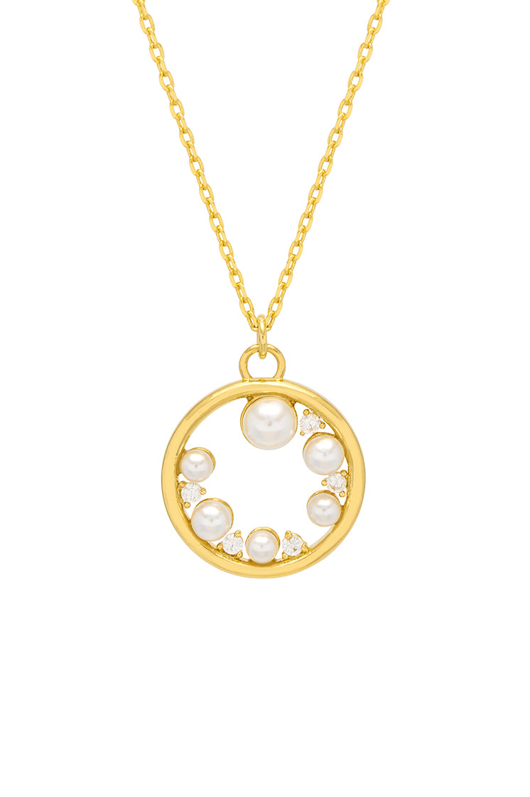 Elegant Pearl CZ Cut Out Pendant Necklace for Women - Perfect for Weddings, Parties & Special Occasions
