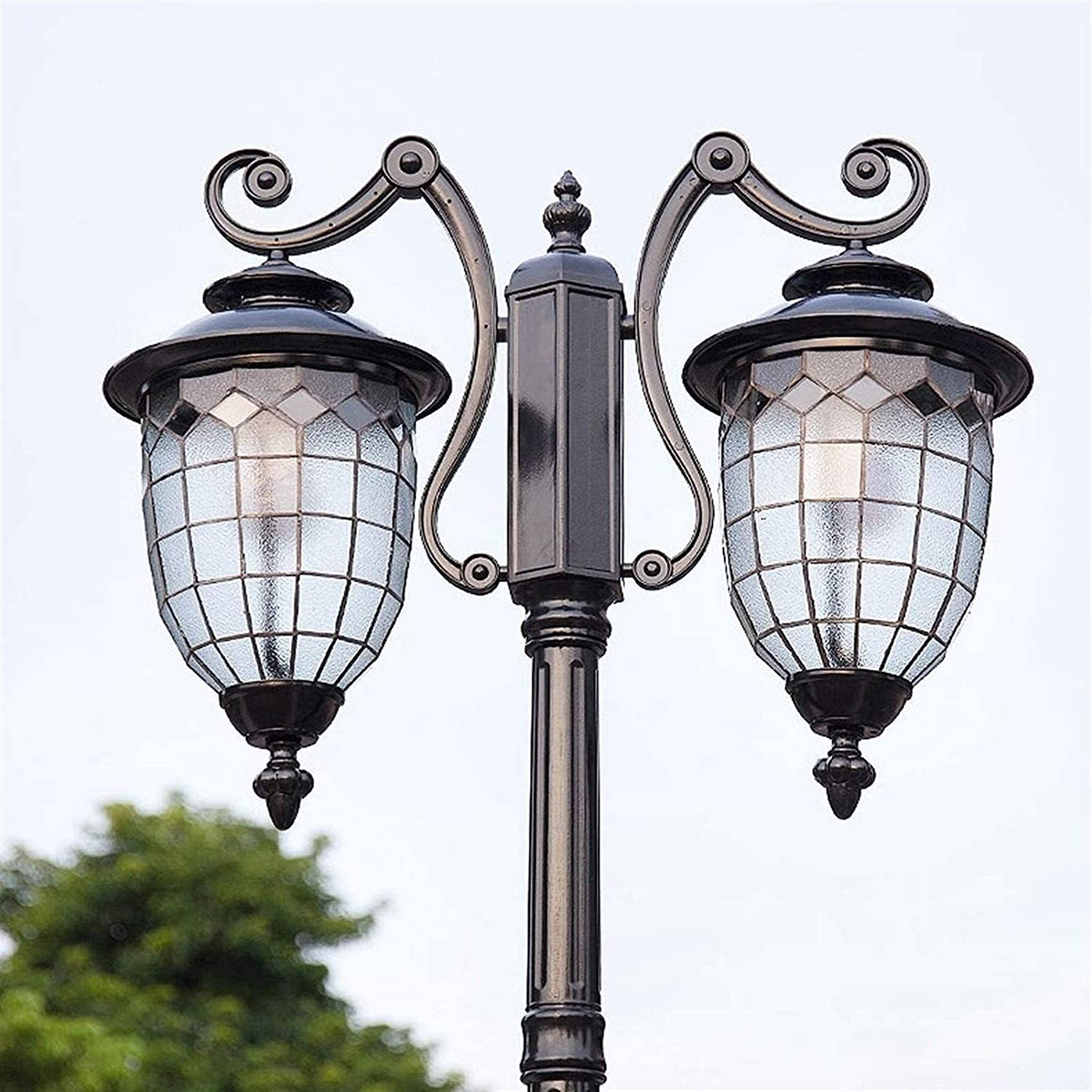 European Style Courtyard Light - Double Head Outdoor Garden Lights, Waterproof High Pole Landscape Lighting for Lawn, Street & Traditional Decor | Perfect for Patio, Pathway, and Backyard Illumination