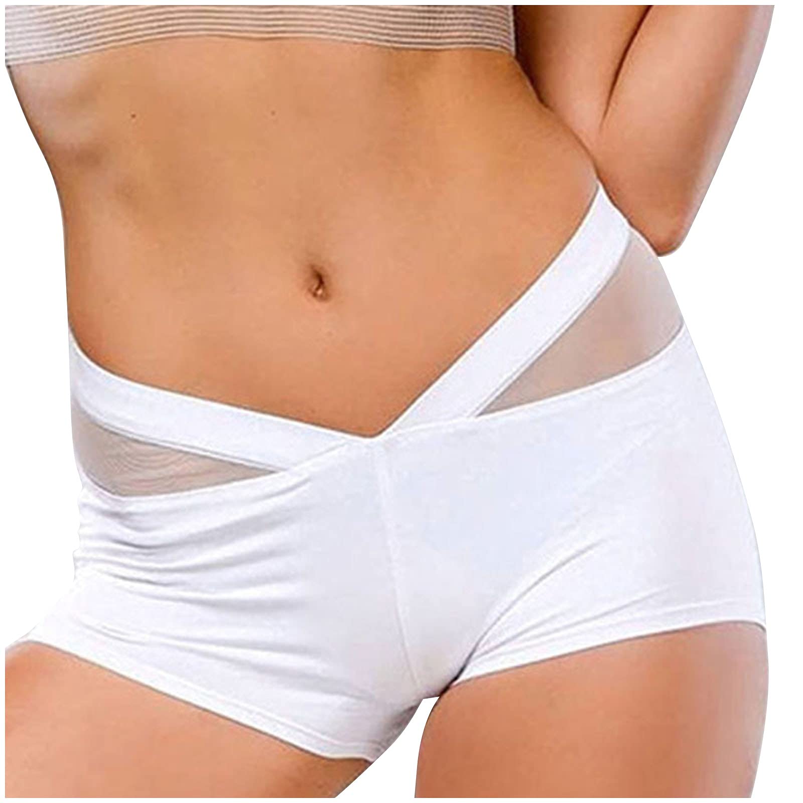 Women's High Waisted Yoga Shorts - Solid Color Mesh Stitching Workout Shorts for Women, Tummy Control & Hip Lifting (Black/White) - Perfect for Gym, Running, Pilates & Lounge Wear