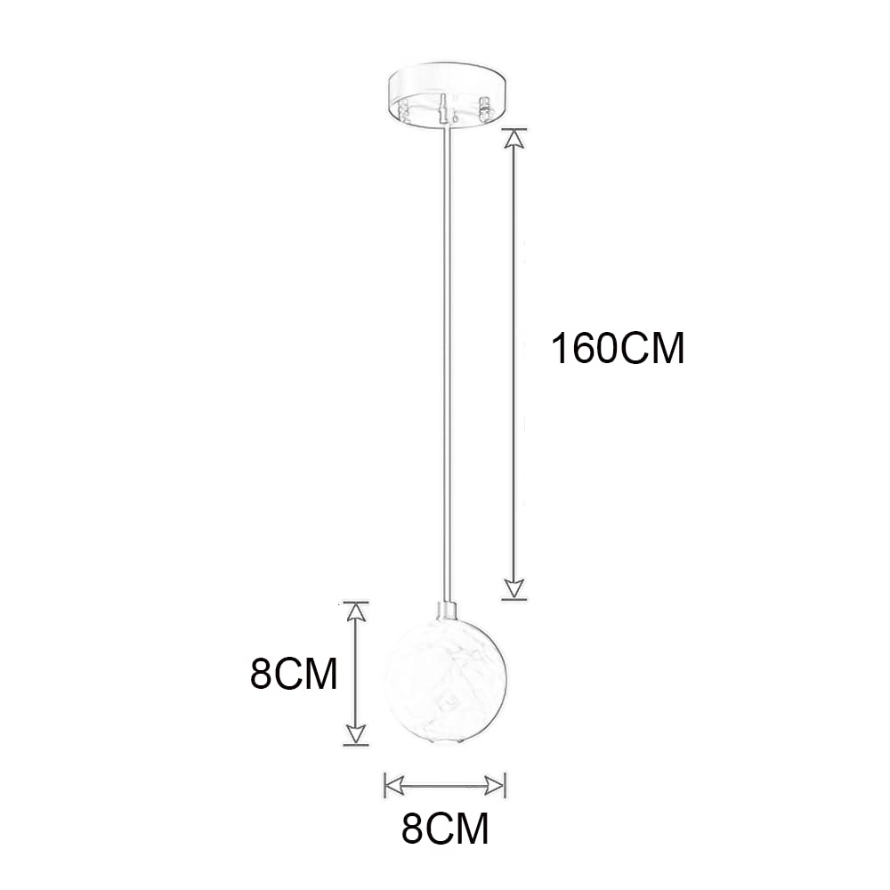 Modern LED Chandelier with Marble Pendant & Round Ball-Shaped Lampshade - Adjustable Copper Hanging Light Fixture for Dining Room, Living Room, and Bedroom Ceiling Lighting