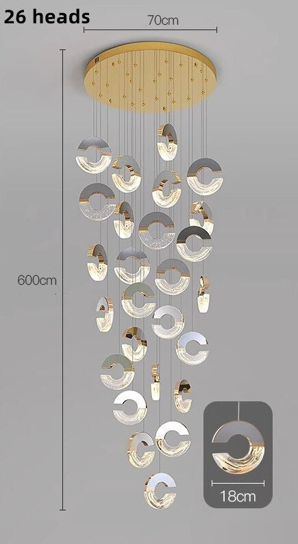 Elegant C-Shaped Crystal Chandelier - Modern Ceiling Light Fixture for Dining Room, Living Room & Bedroom Lighting Decor