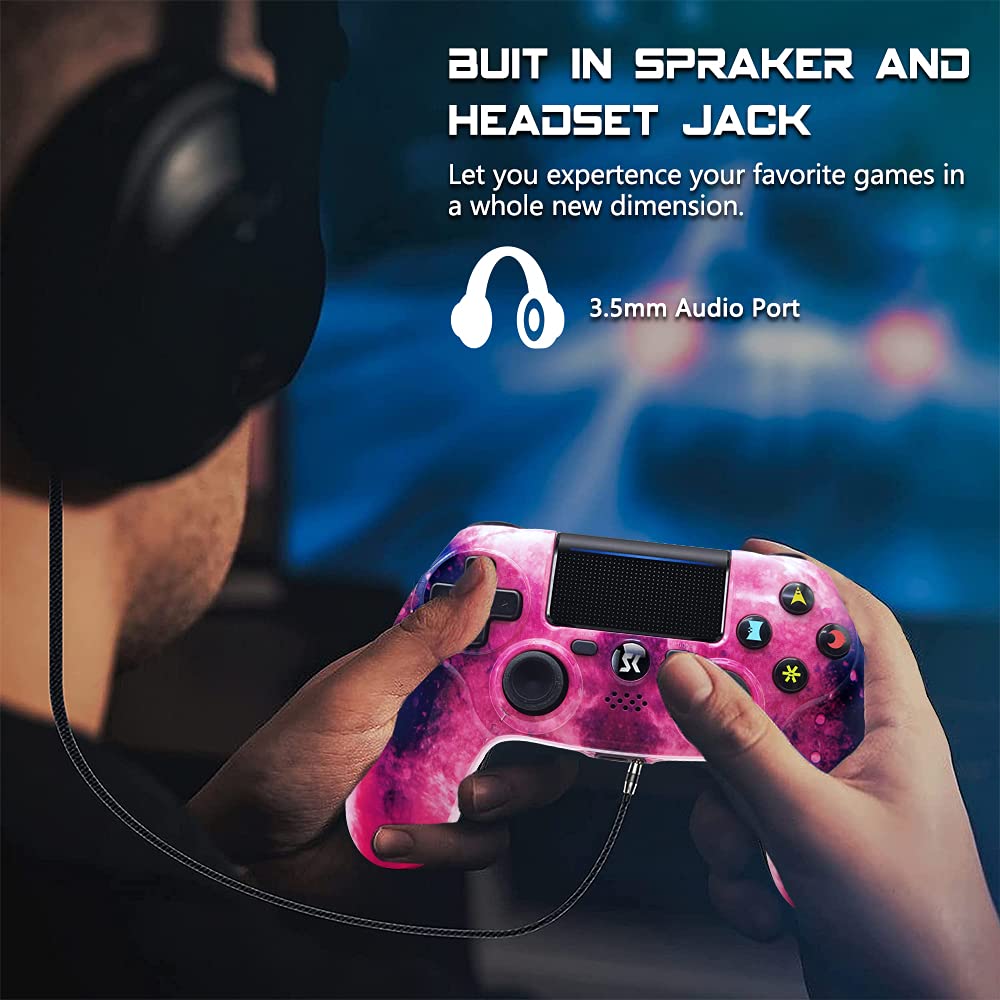 Wireless Controller for PS4, PlayStation 4 Gamepad with Dual Shock, 6-Axis Motion Sensor, Touch Pad, Built-in Speaker & Stereo Headphone Jack - Compatible with PS4/Pro/Slim - Perfect for Gaming, Streaming & Multiplayer Sessions