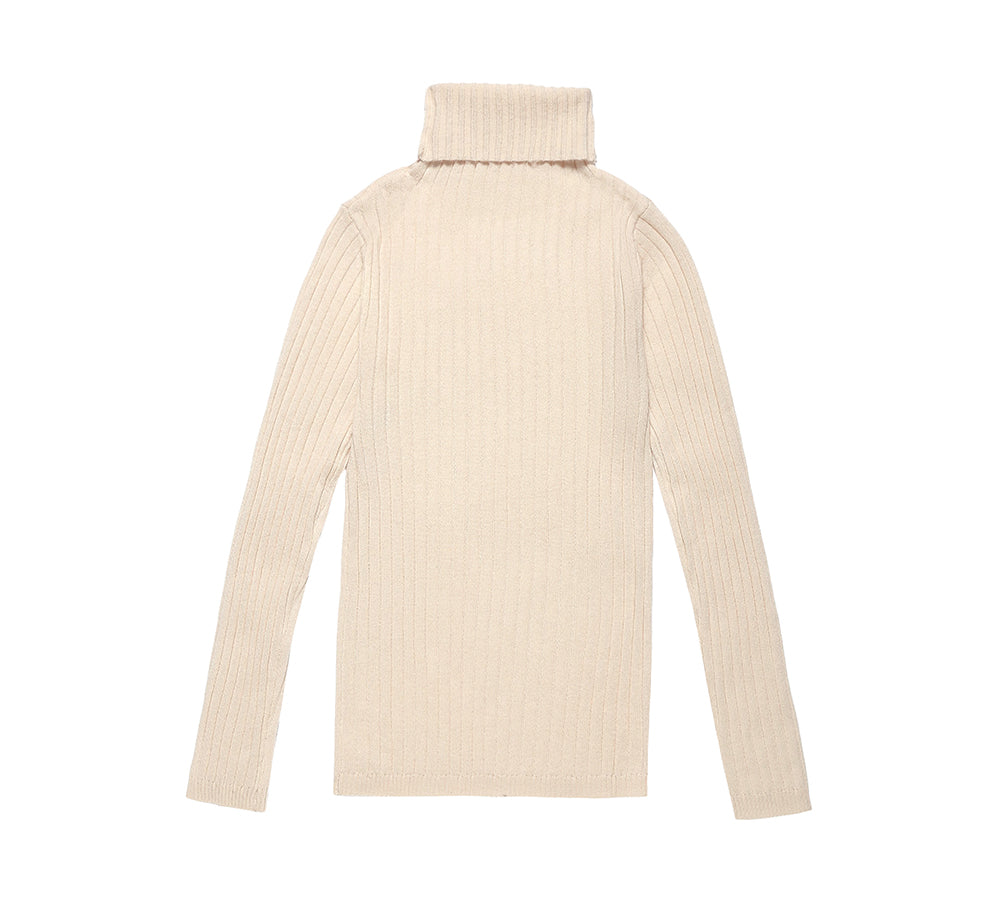 TARRAMARRA® Women's Wool Striped Knit Turtleneck Sweater - Warm & Soft Winter Pullover for Casual Outfits & Office Wear