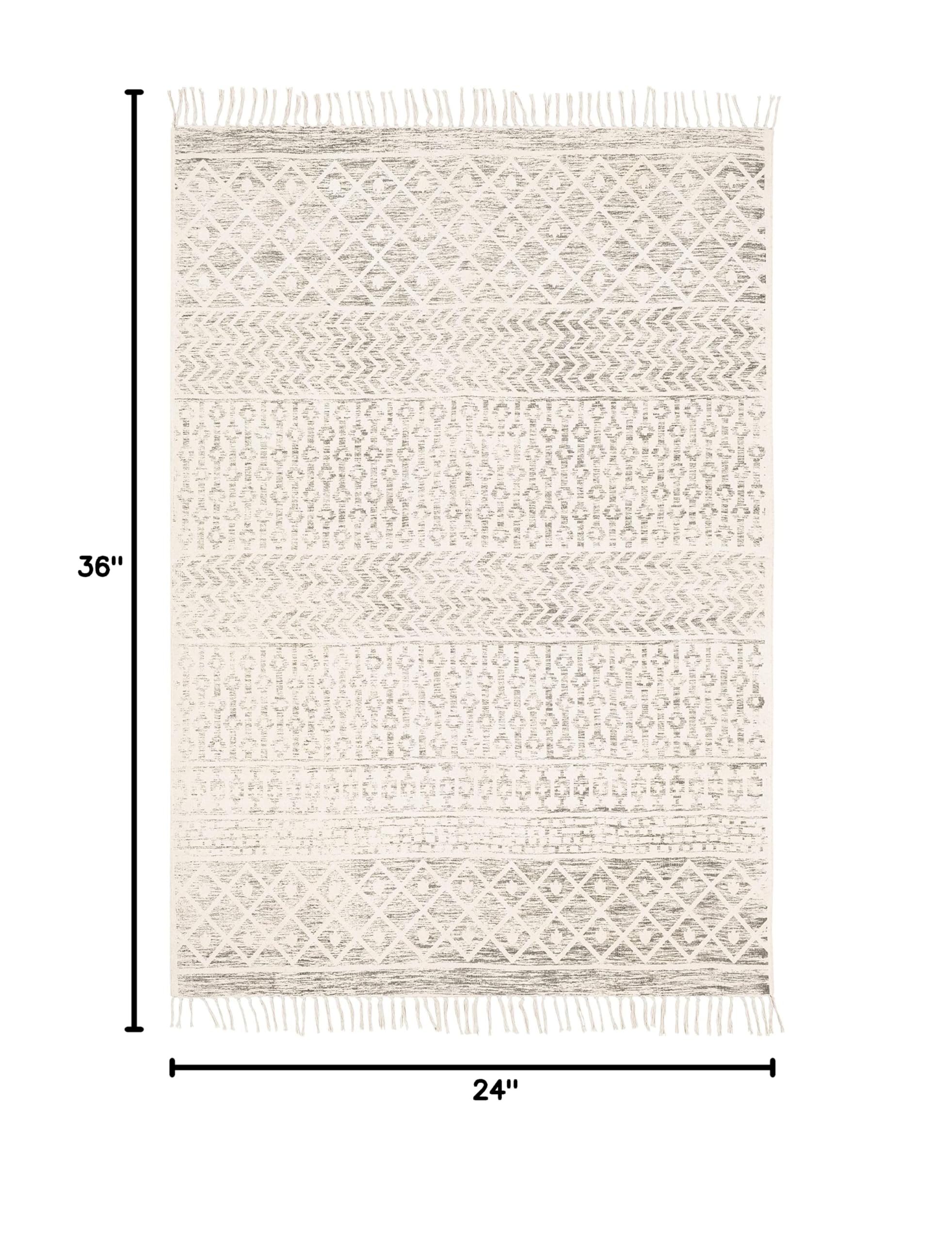 Mark&Day Anzio Global Charcoal Area Rug 2x3 ft - Soft Modern Indoor Carpet for Living Room, Bedroom, Kitchen in White Beige Black - Perfect for Home Decor & Cozy Spaces