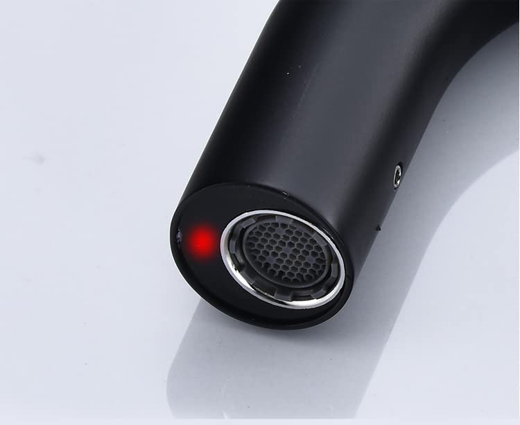 Touchless Automatic Sensor Faucet - Black Kitchen & Bathroom Sink Faucet with Motion Infrared Sensor | Battery or 110V AC Powered | Hands-Free for Home, Public Restrooms & Commercial Use | Tall Aerator Spout for Efficient Water Flow