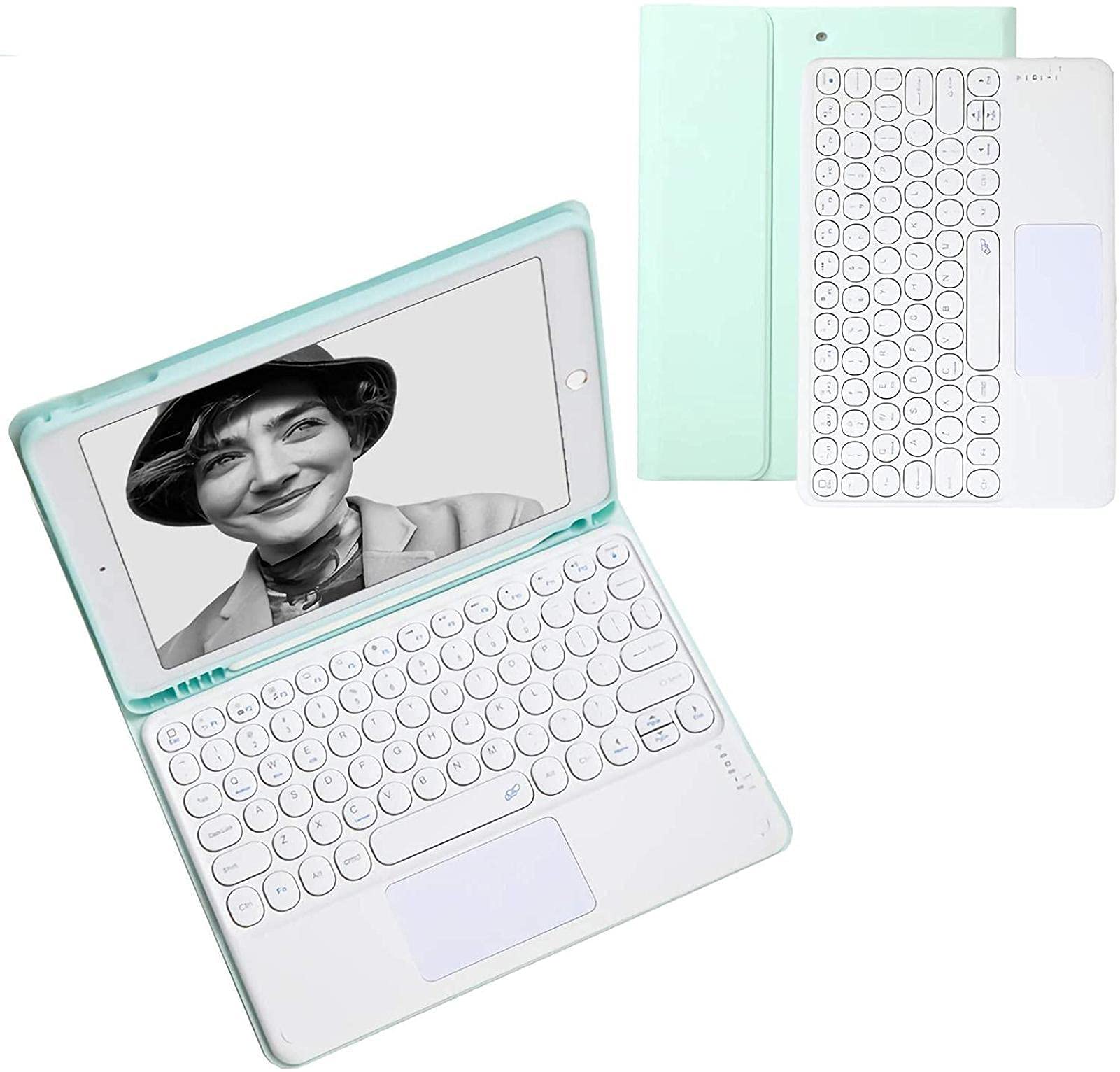 Bluetooth Keyboard Case for iPad Air 4 (10.9 Inch 2020 Model) - Slim Leather Folio Cover with Touchpad, Fresh Green | Perfect for Work, Study & Travel