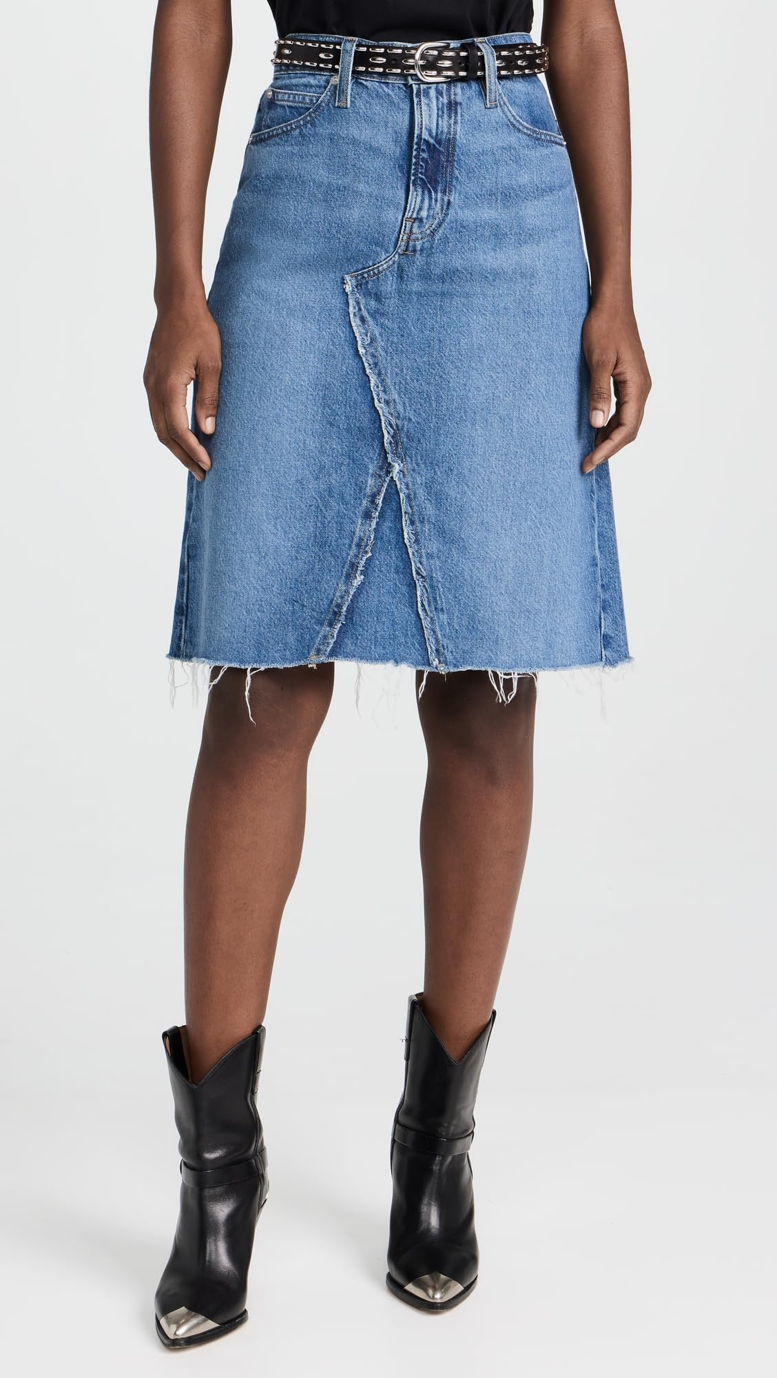 FRAME Women's Deconstructed High Waist Midi Skirt - Stylish & Comfortable for Work, Date Night & Casual Outings