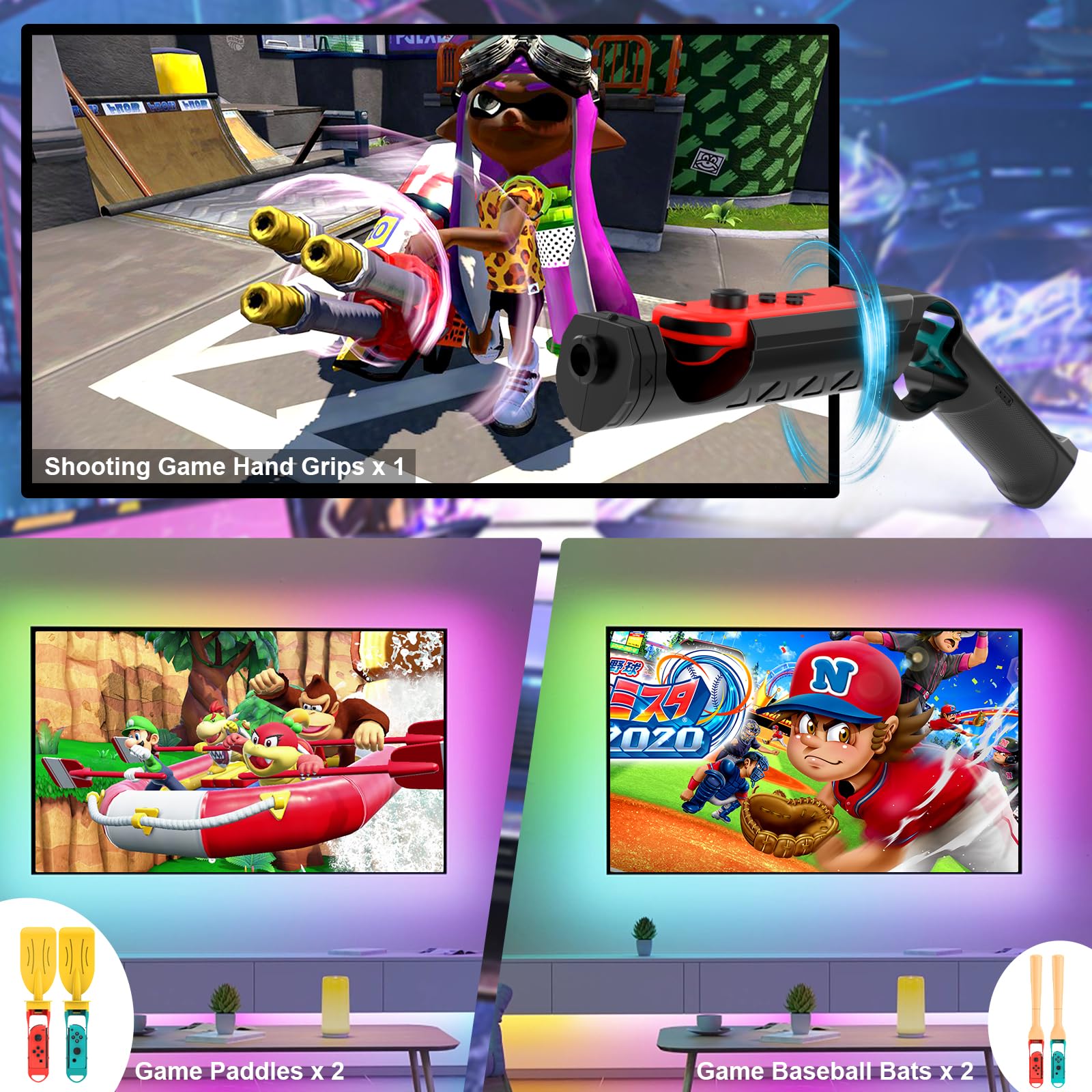 CODOGOY 23-in-1 Nintendo Switch Sports Accessories Bundle - Compatible with Switch & Switch OLED - Family Game Night Essentials for Tennis, Bowling & More