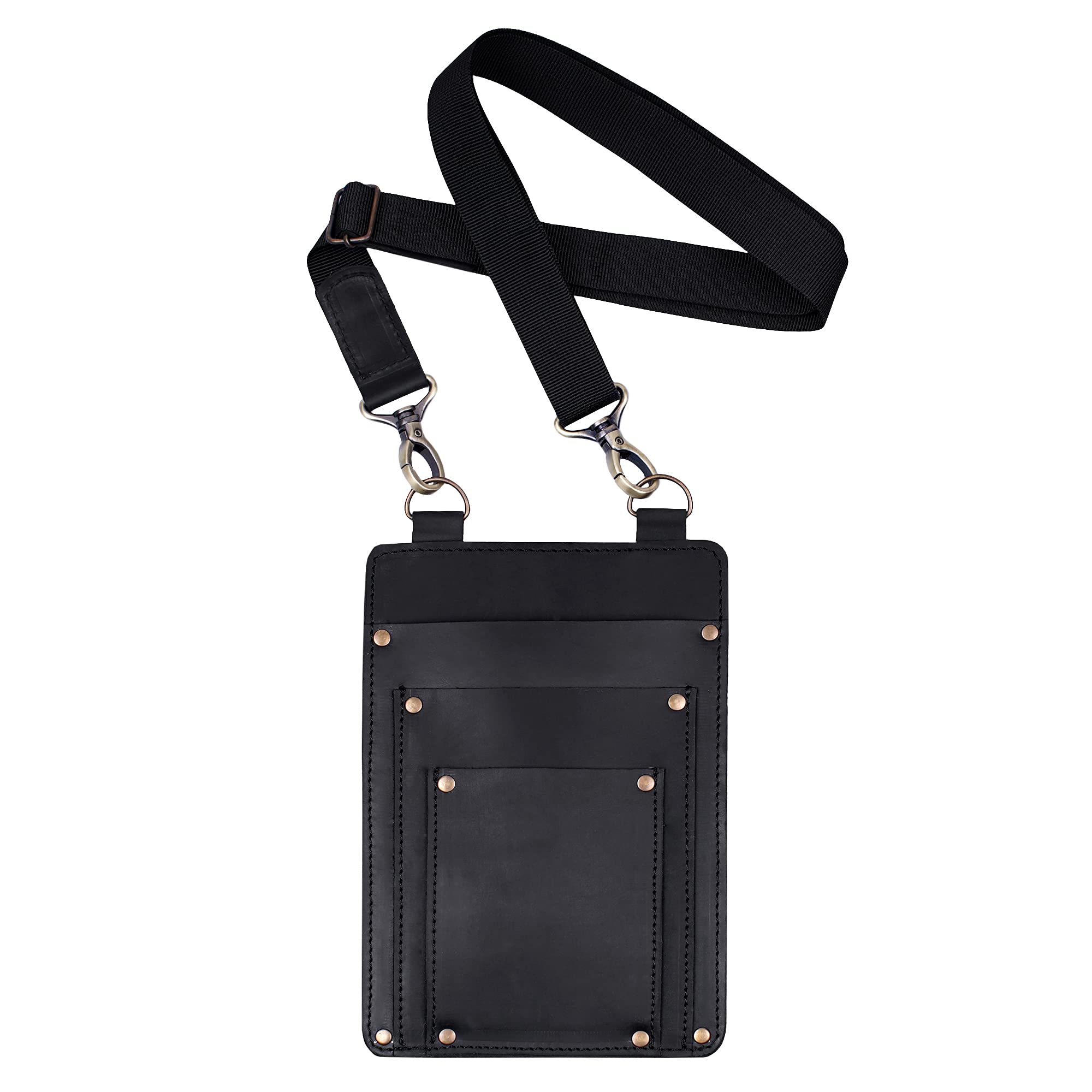 Premium Leather Florist Tool Belt Bag - Durable Garden Farmer Pouch Organizer with Multiple Pockets - Hand Tools Holder Utility Kit for Gardening, Landscaping & DIY Projects (Black)