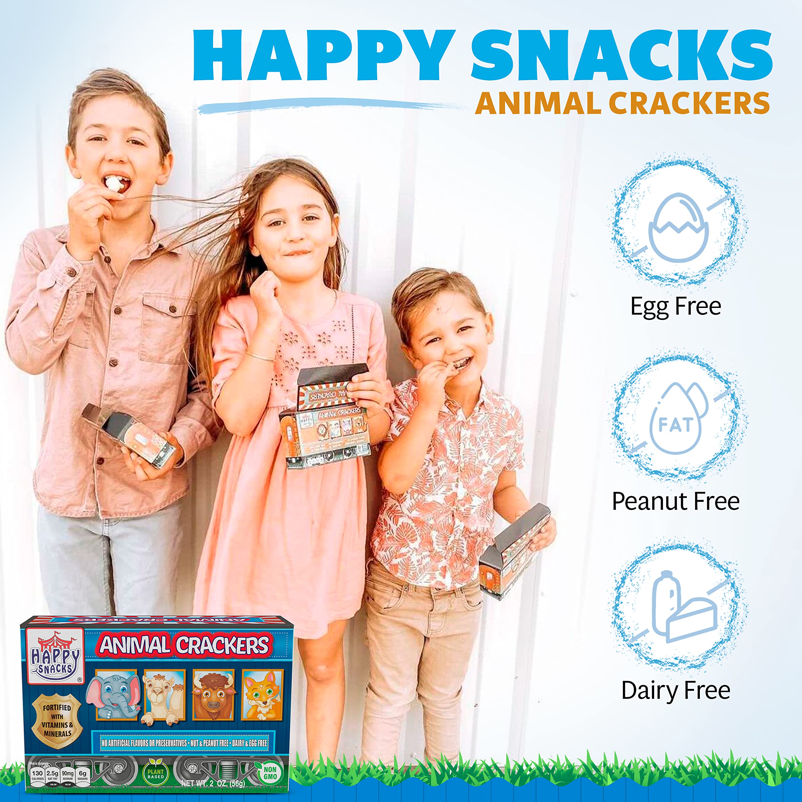 Happy Snacks Animal Crackers - Vegan, Nut-Free, Peanut-Free, Fortified with Vitamins & Minerals - Healthy Plant-Based Snack for Kids, School Lunches & Parties - Variety Pack (Vanilla & Chocolate), 2 Oz (Pack of 12)