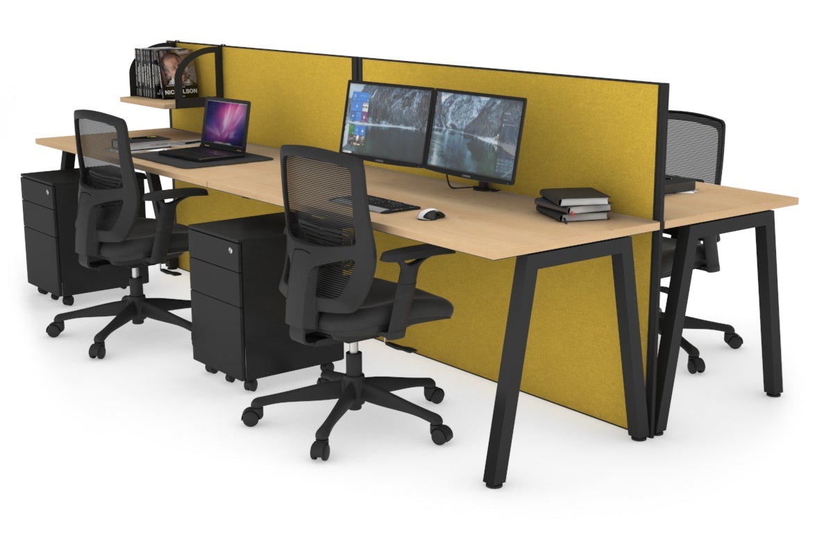 Horizon Quadro 4-Person Office Workstation Bench with A-Legs - 1400mm x 700mm Dimensions - Perfect for Collaborative Workspaces, Coworking Offices & Team Meetings