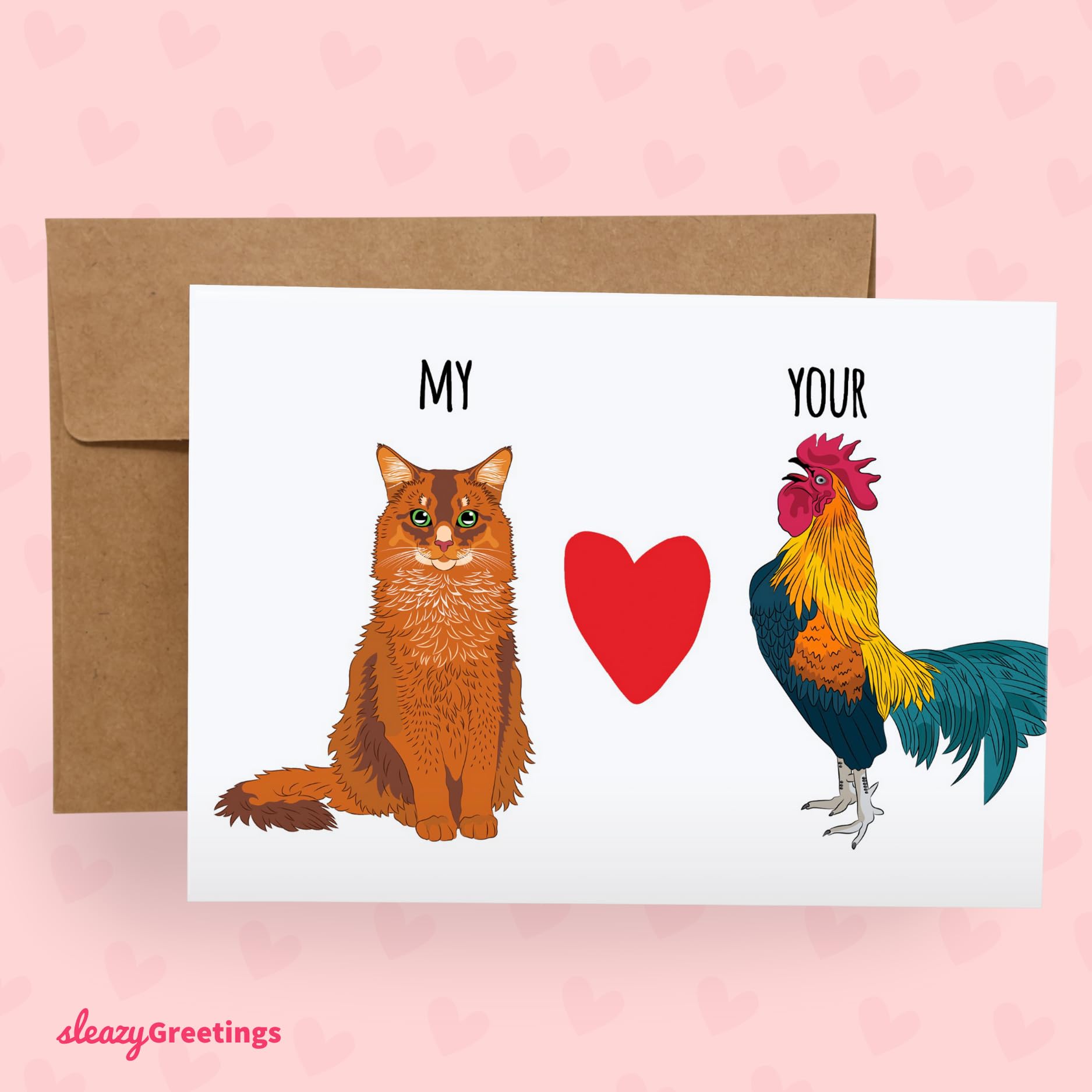 Funny & Naughty Greeting Cards for Men - Dirty Anniversary, Birthday & Valentine's Day Cards for Husband/Boyfriend - 'My Cat Loves Your Rooster' Humorous Card - Perfect for Romantic Occasions & Playful Couples