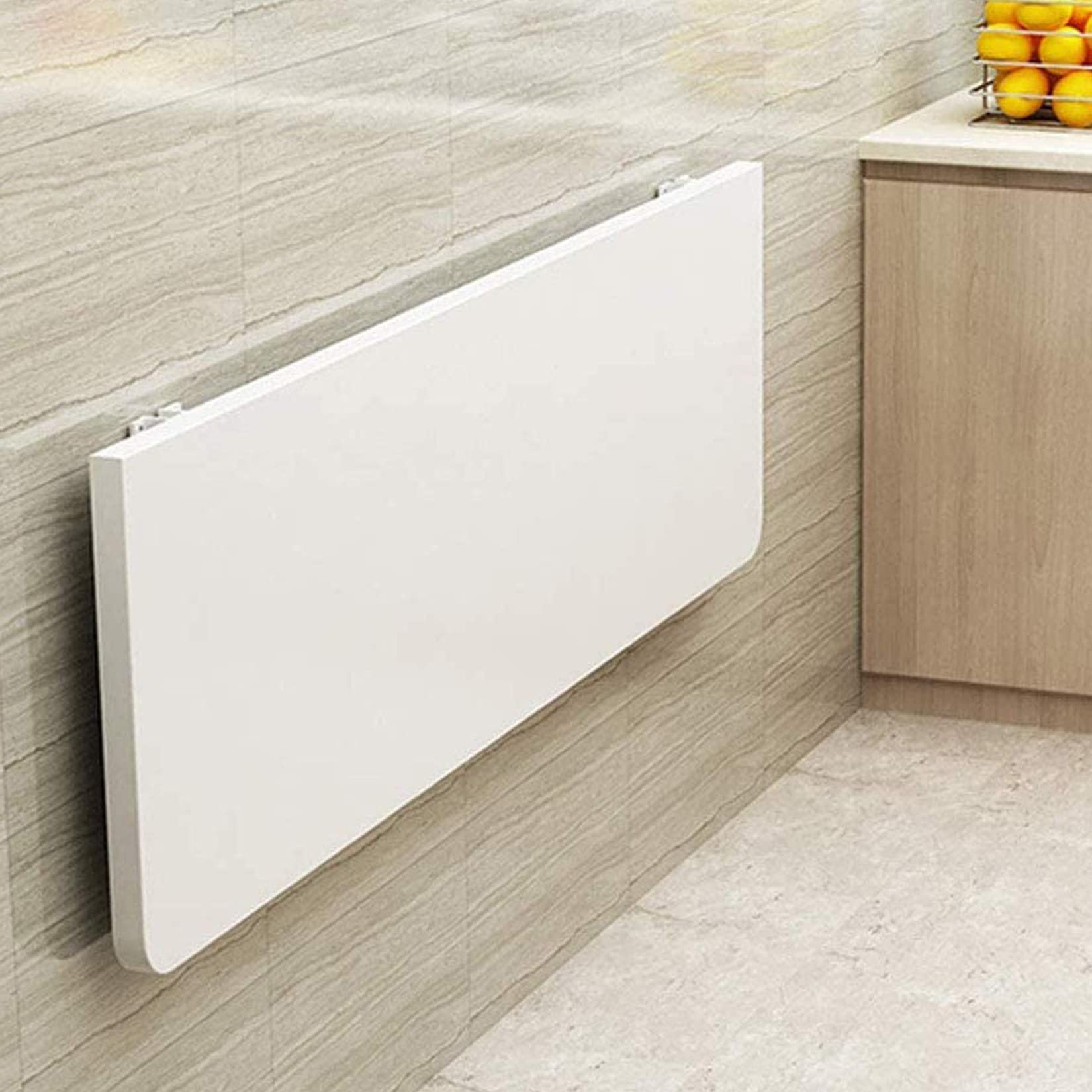Wall Mounted Drop-Leaf Desk - Heavy Duty Folding Computer Table with Shelf Bracket | Space Saving Kitchen, Office & Laundry Room Workstation | Perfect for Small Apartments, Home Offices & Multi-Purpose Rooms