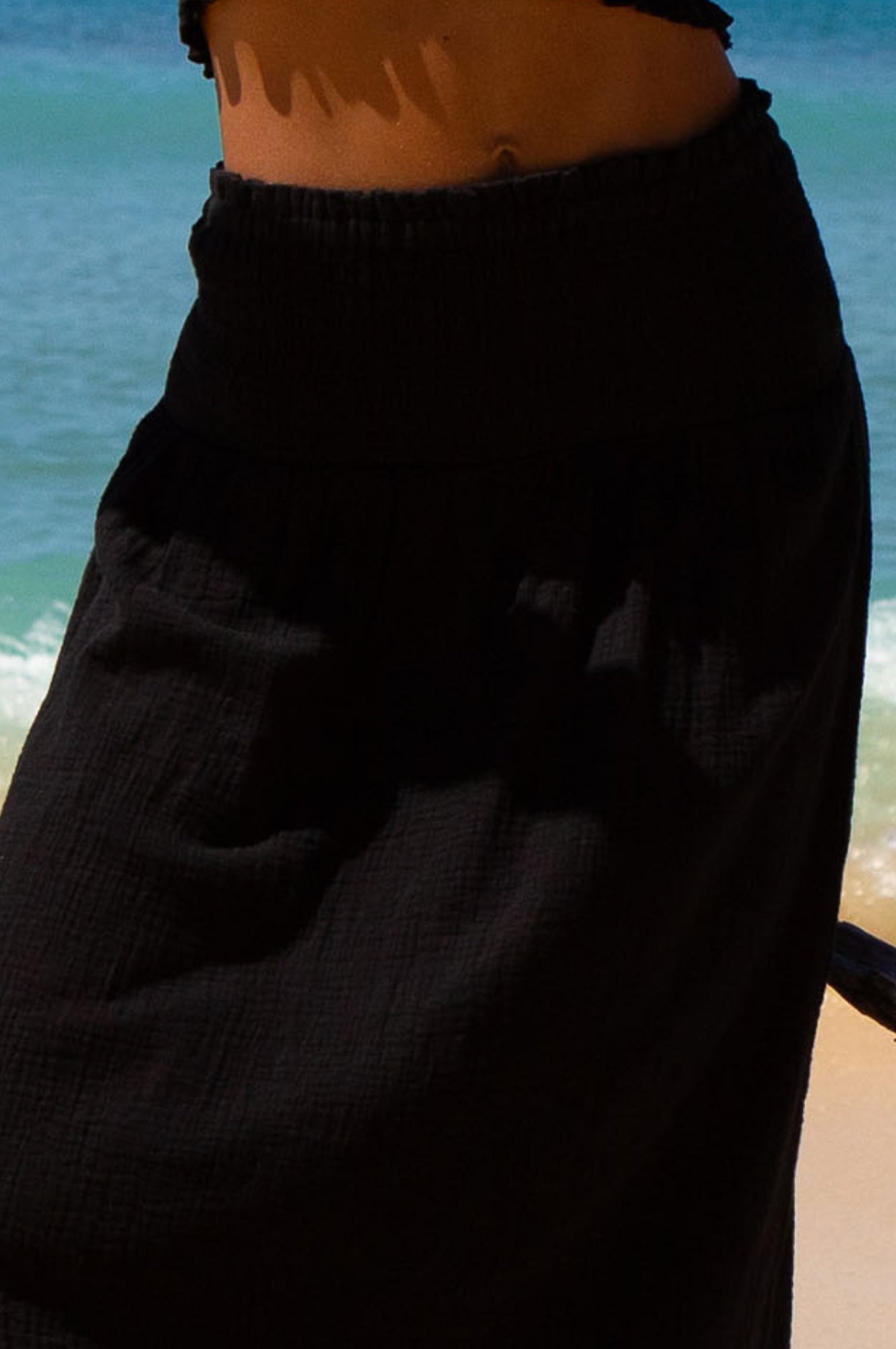 Brady Cheesecloth Skirt for Women | Flowy Black Midi Skirt | Boho Summer Skirt for Beach, Vacation & Casual Outfits