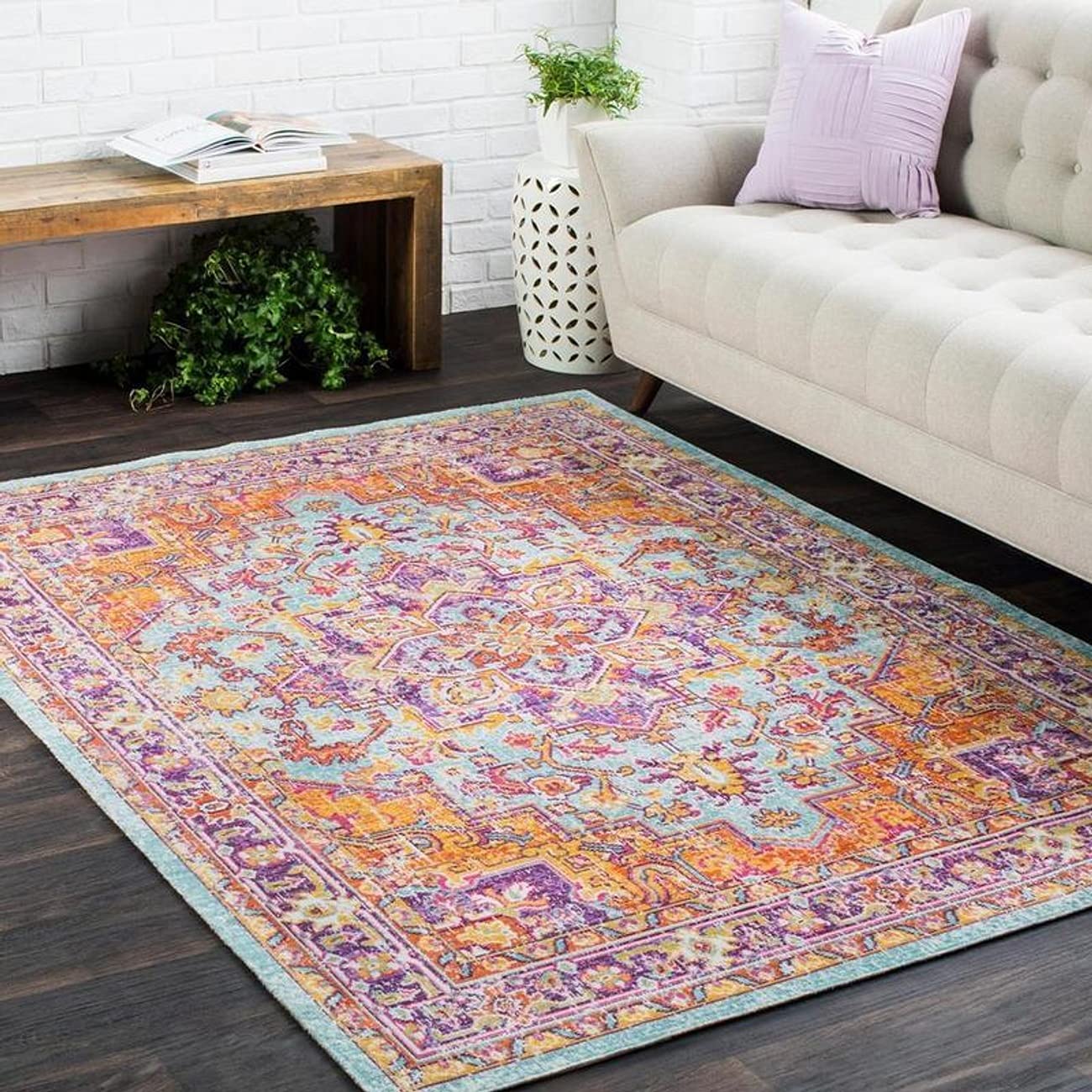Mark&Day 5x7 Enzo Traditional Lavender Area Rug - Soft Pink & Purple Carpet for Living Room, Bedroom, Kitchen - 5'3