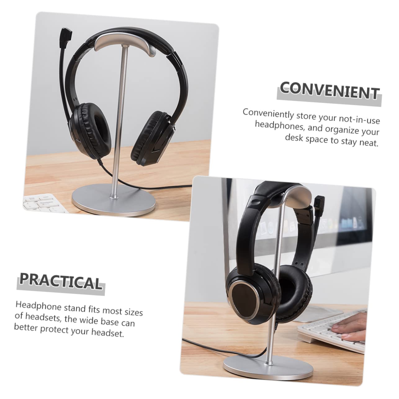 Cabilock 4-Pack Headphone Stand Holder - ABS Desktop Headset Display Rack for Gaming, Office & Studio Organization - Space-Saving Headphone Organizer for Desk, Workstation & Entertainment Setup
