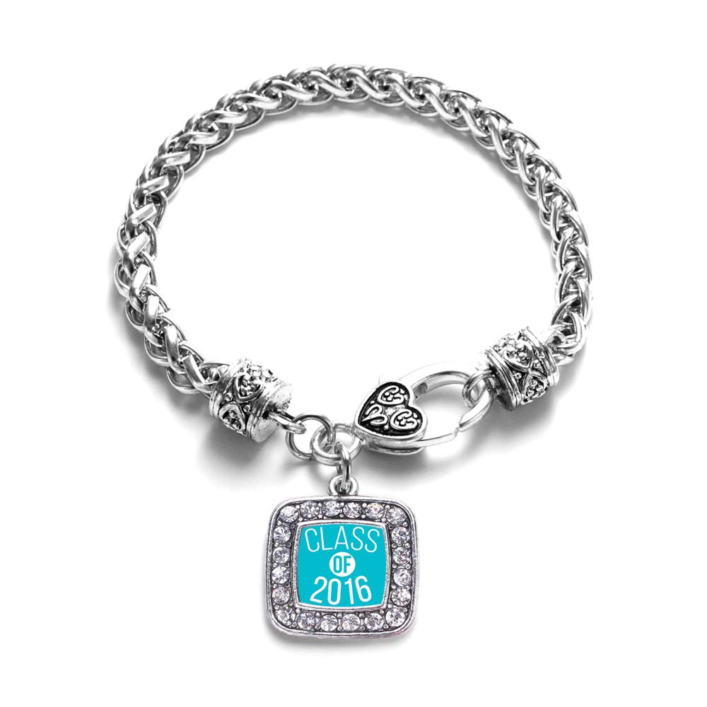 Inspired Silver - Sterling Silver Square Charm Bracelet with Cubic Zirconia Stones | Elegant Jewelry for Women | Perfect for Parties, Weddings & Everyday Wear