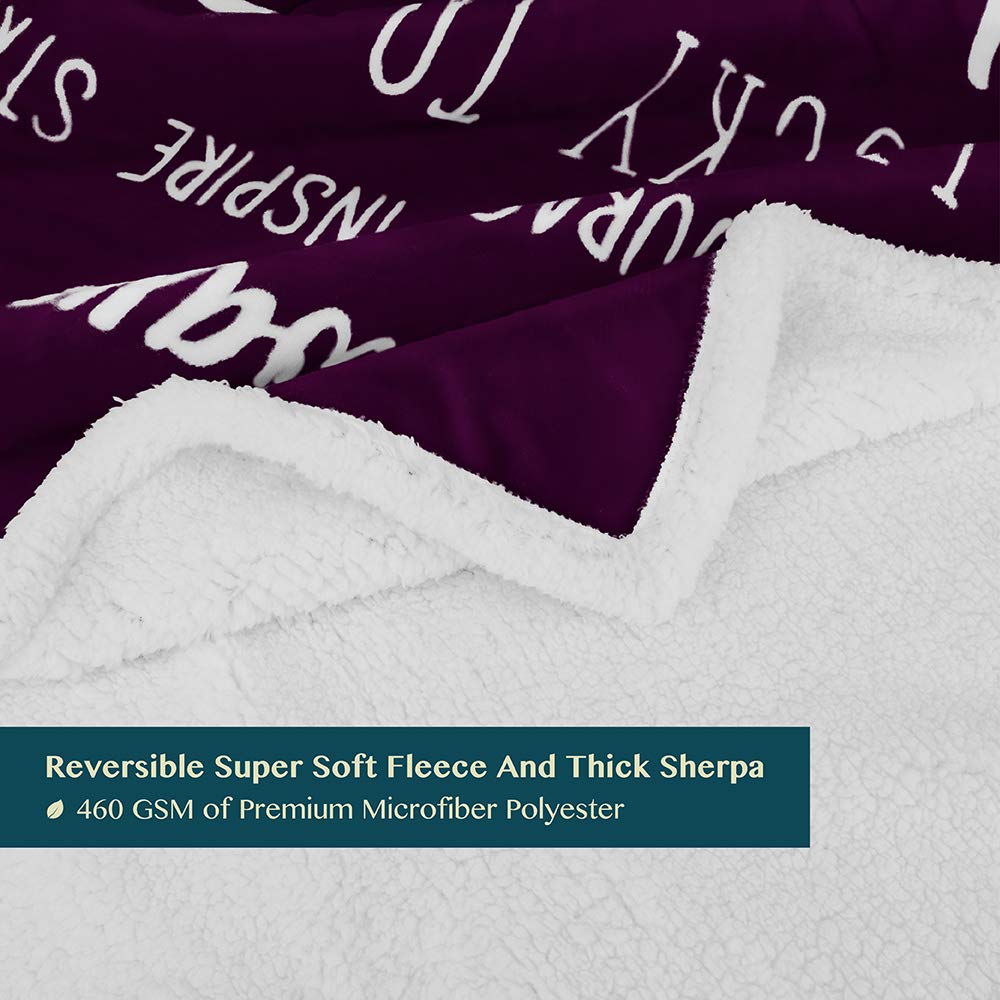 PAVILIA Best Friend Blanket - Soft Cozy Sherpa Throw Blanket with Inspirational Quotes | Thoughtful Friendship Gift for Women, Birthday Present for Bestie & Soul Sister | Perfect for Long Distance Friends, Movie Nights & Cozy Home Decor (Purple)
